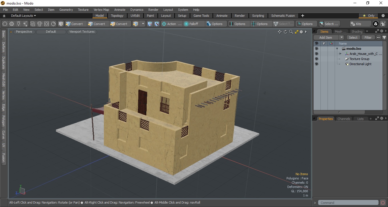 Arab House with Cylindrical Extension 3D