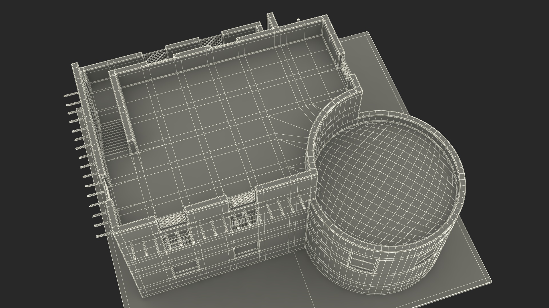 Arab House with Cylindrical Extension 3D