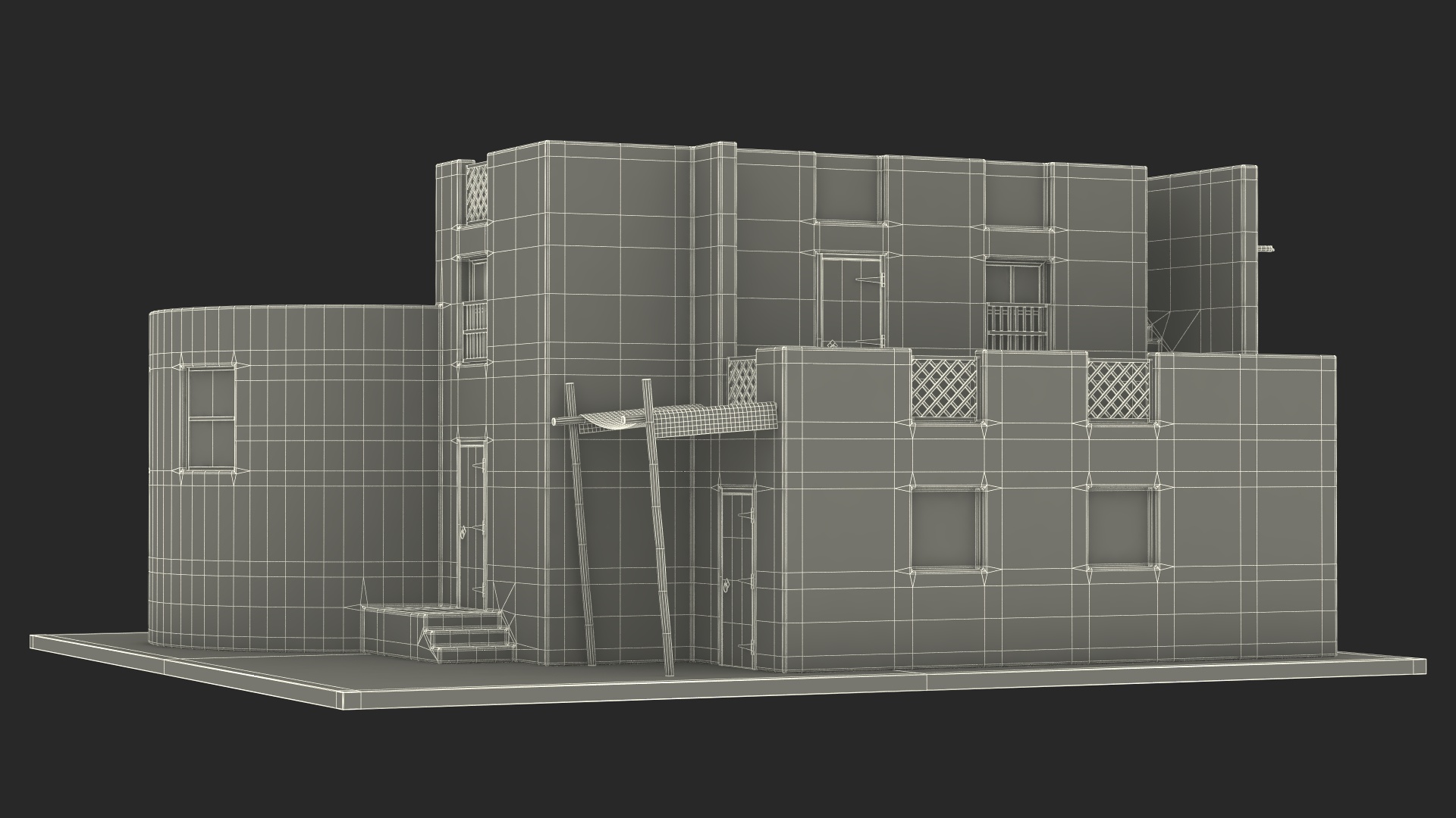 Arab House with Cylindrical Extension 3D