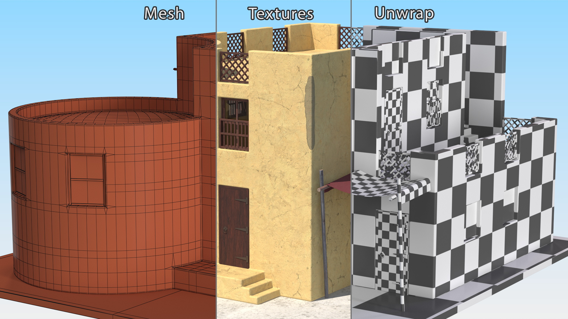 Arab House with Cylindrical Extension 3D