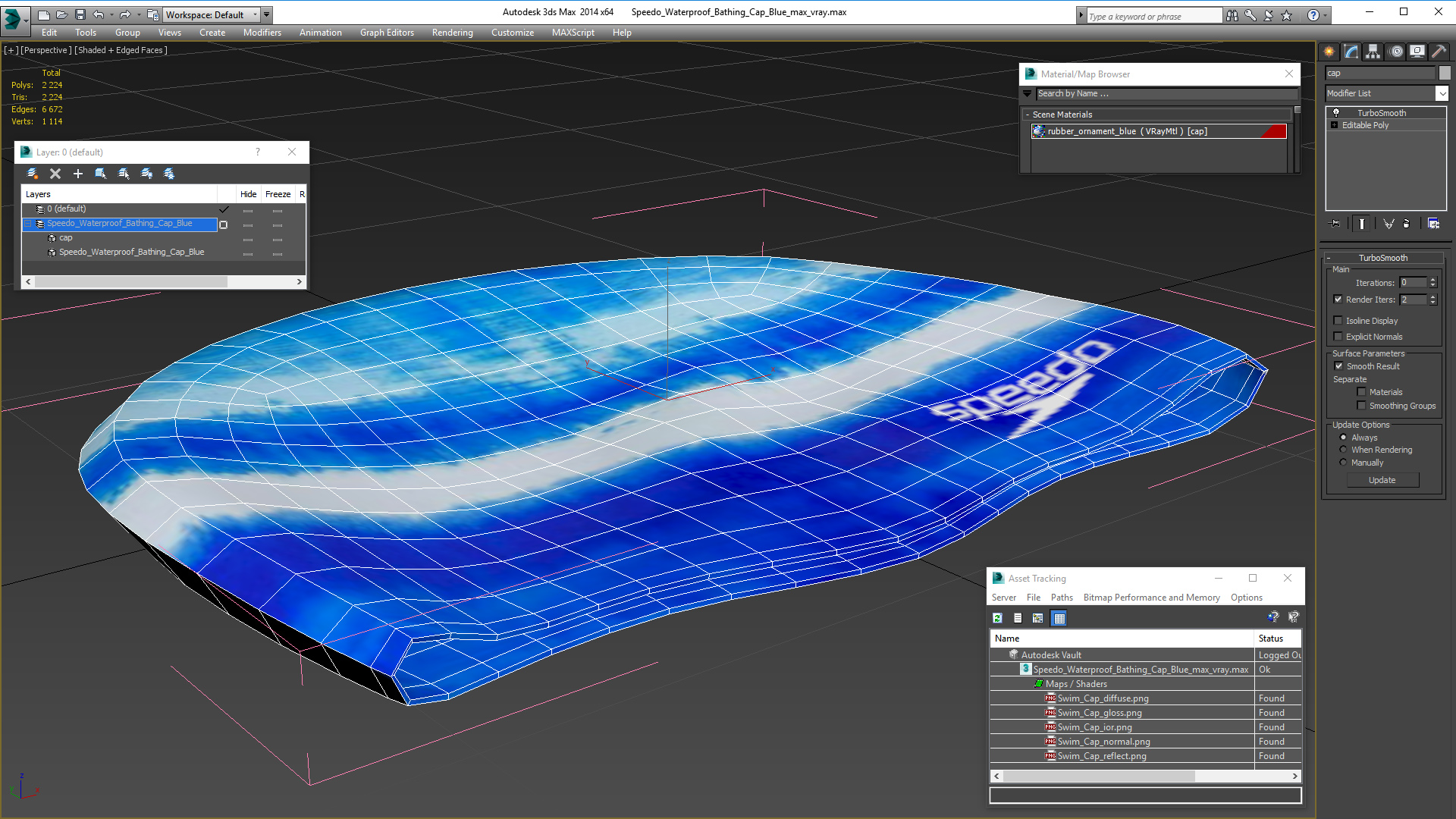 Speedo Waterproof Bathing Cap Blue 3D model