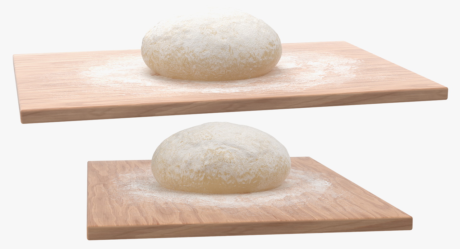 3D Fresh Raw Dough on Wooden Board