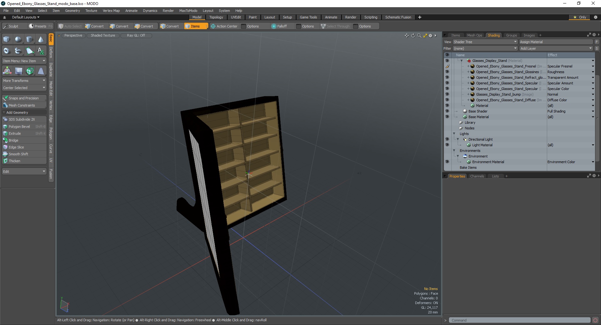 3D Opened Ebony Glasses Stand