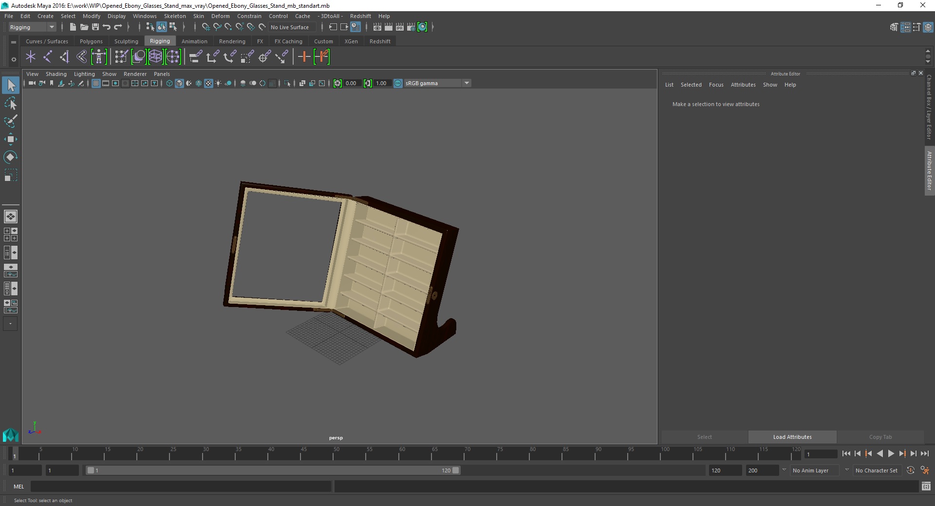 3D Opened Ebony Glasses Stand