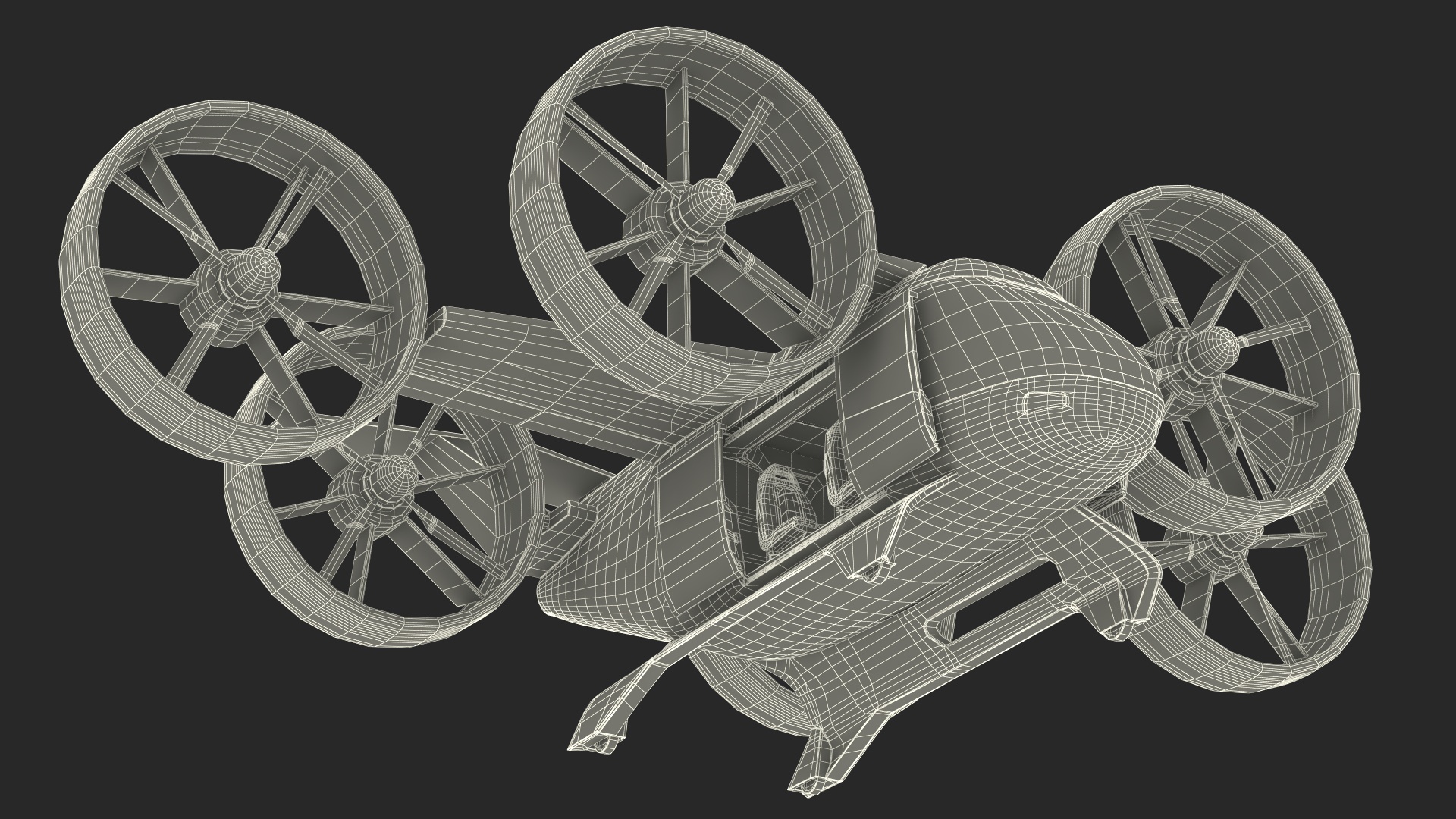 3D Concept Flying Taxi Simple Interior Rigged for Maya
