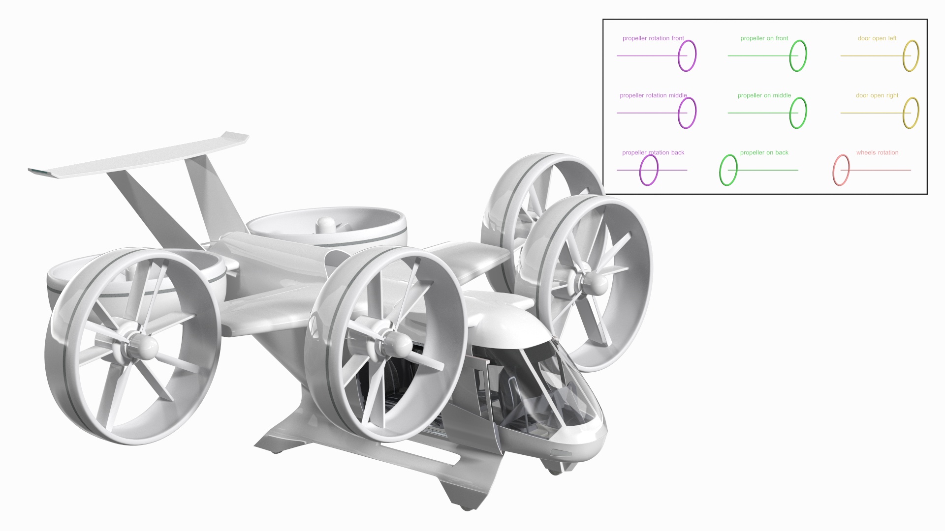 3D Concept Flying Taxi Simple Interior Rigged for Maya