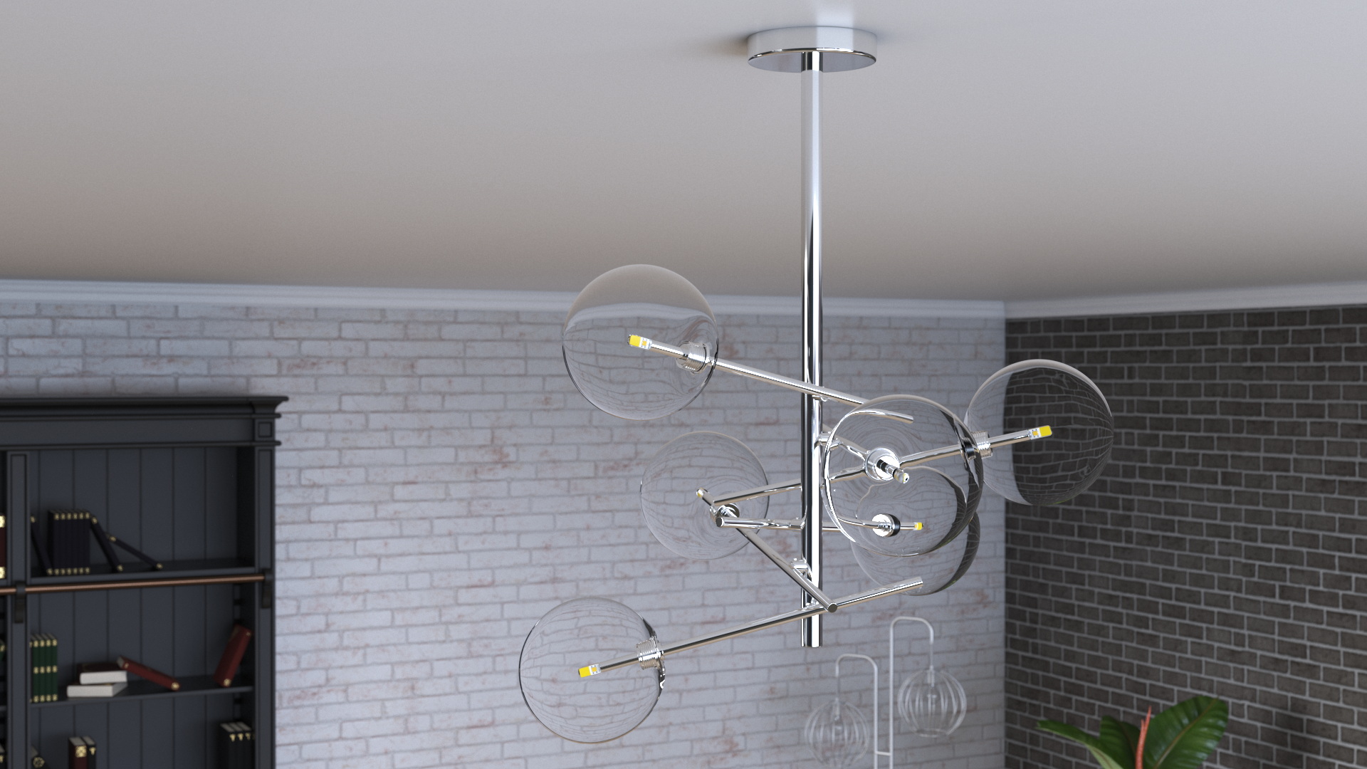 Light Cluster Globe Pendant Silver 3D model