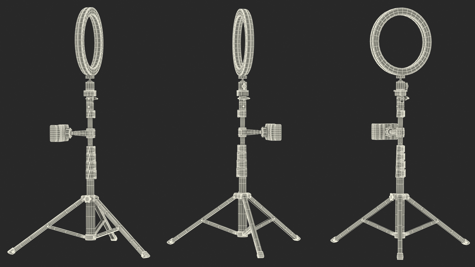 3D model Tripod Stand with Ring Light and Phone Holder