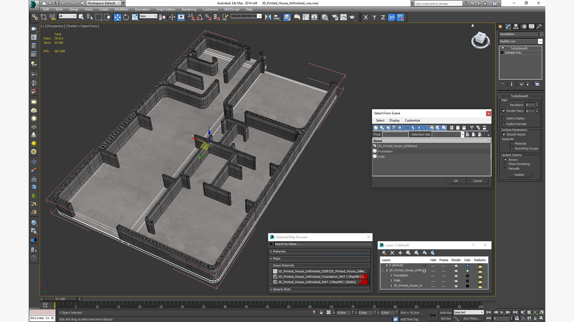 3D Printed House Unfinished 3D