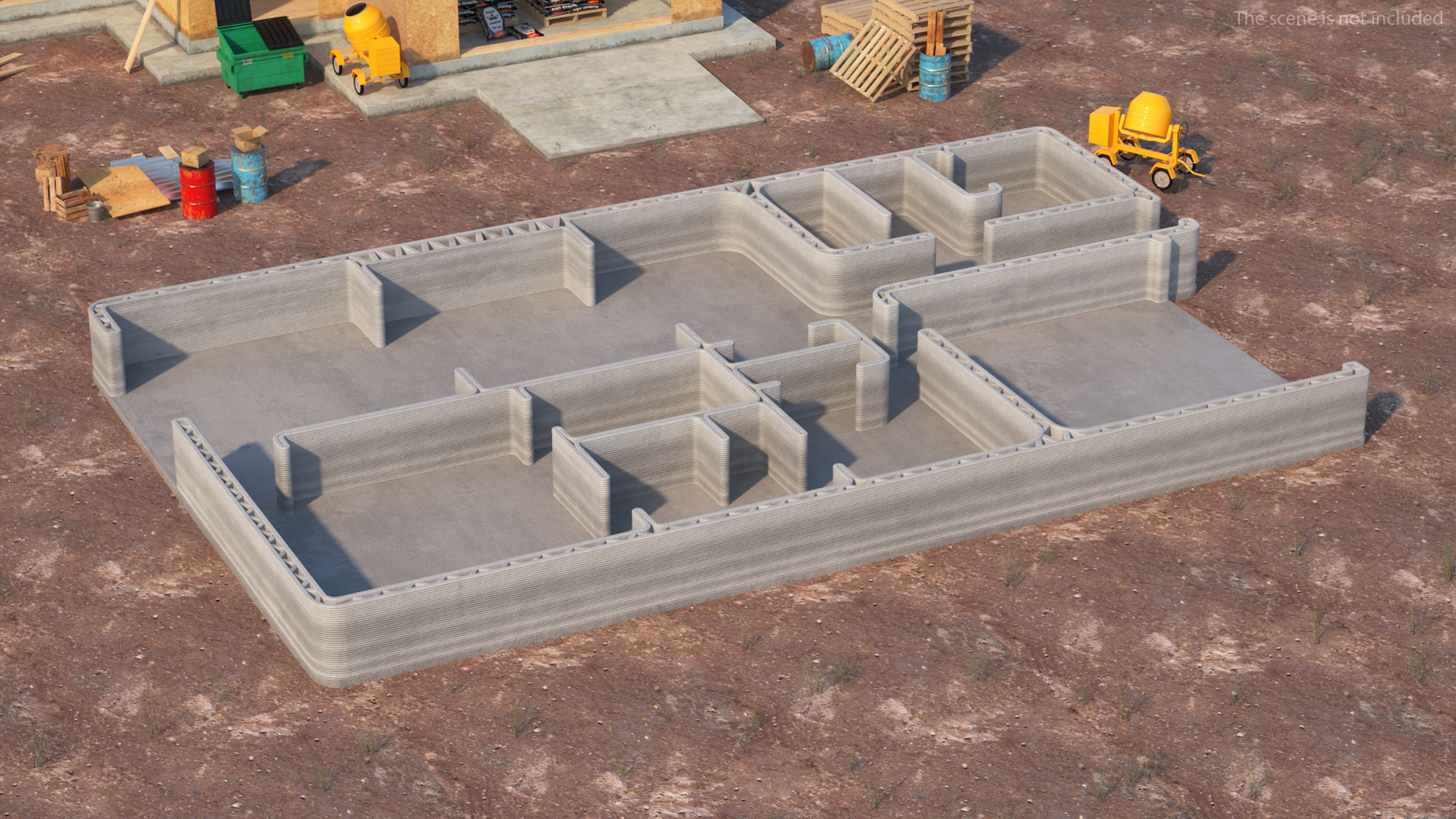 3D Printed House Unfinished 3D