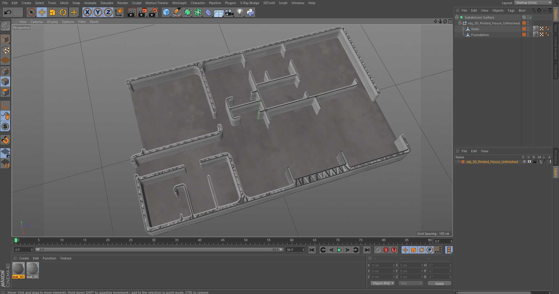 3D Printed House Unfinished 3D