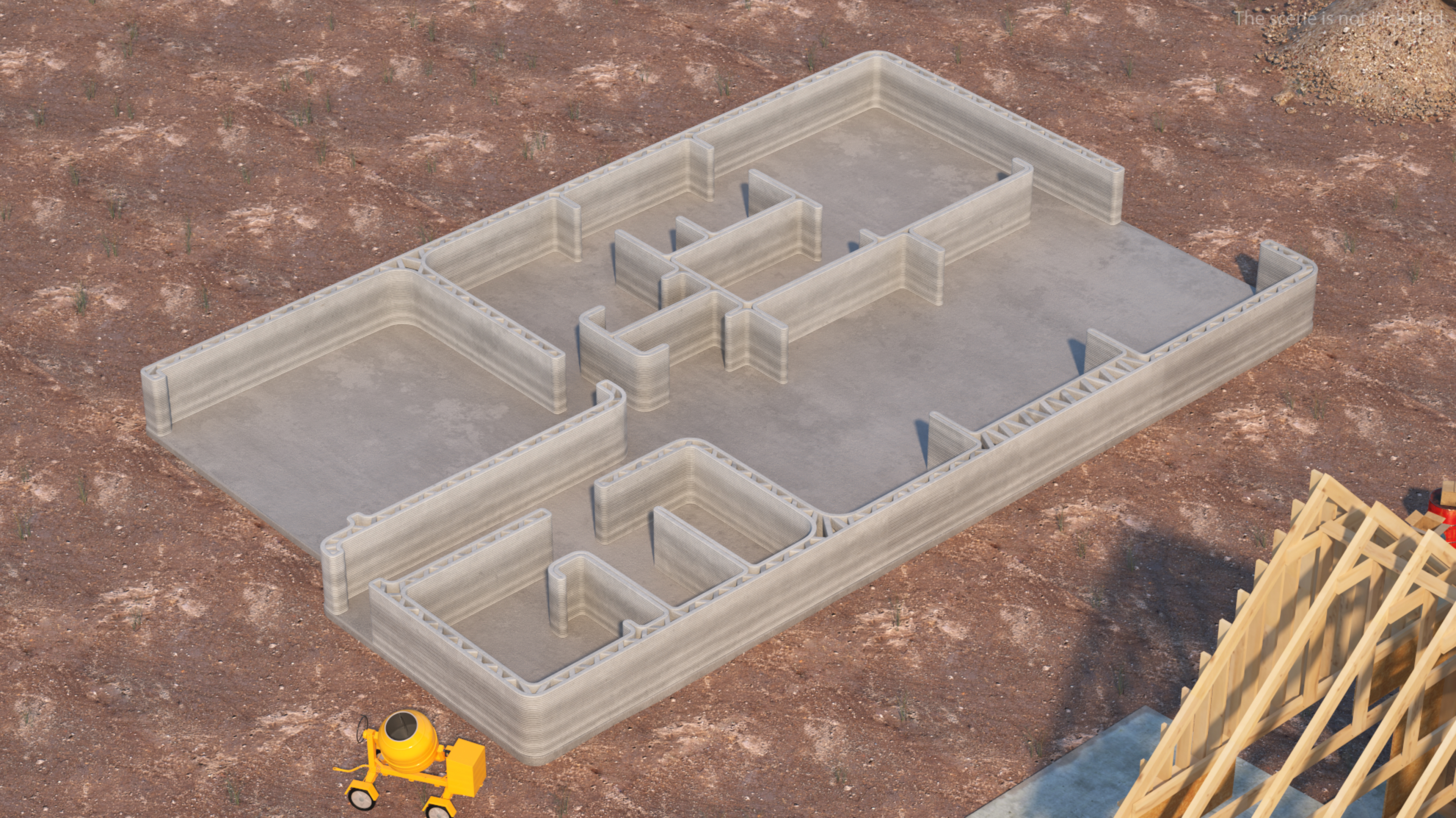 3D Printed House Unfinished 3D