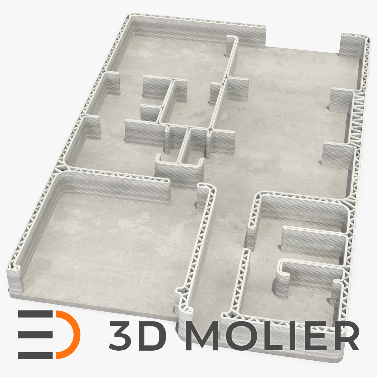 3D Printed House Unfinished 3D