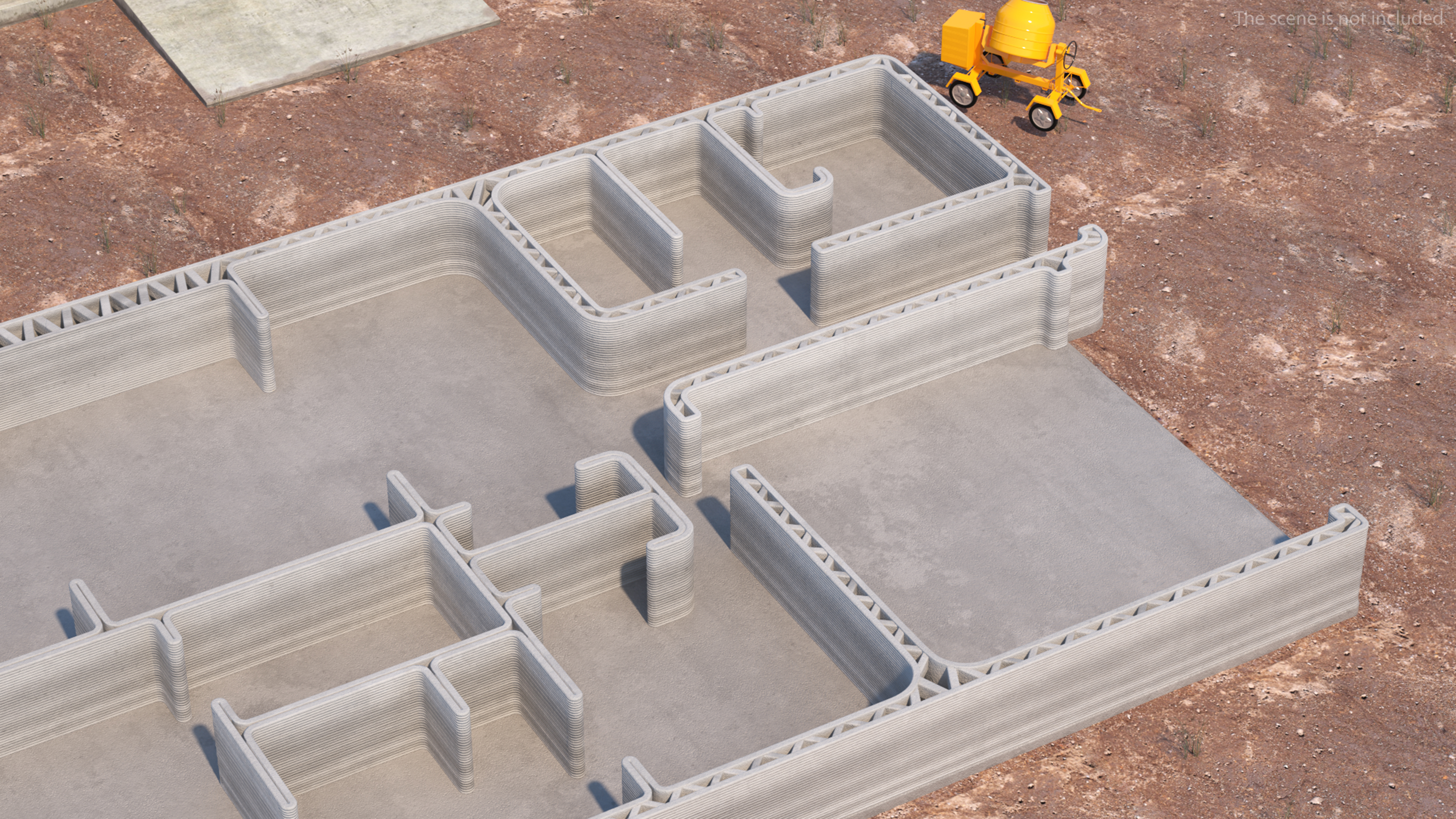 3D Printed House Unfinished 3D