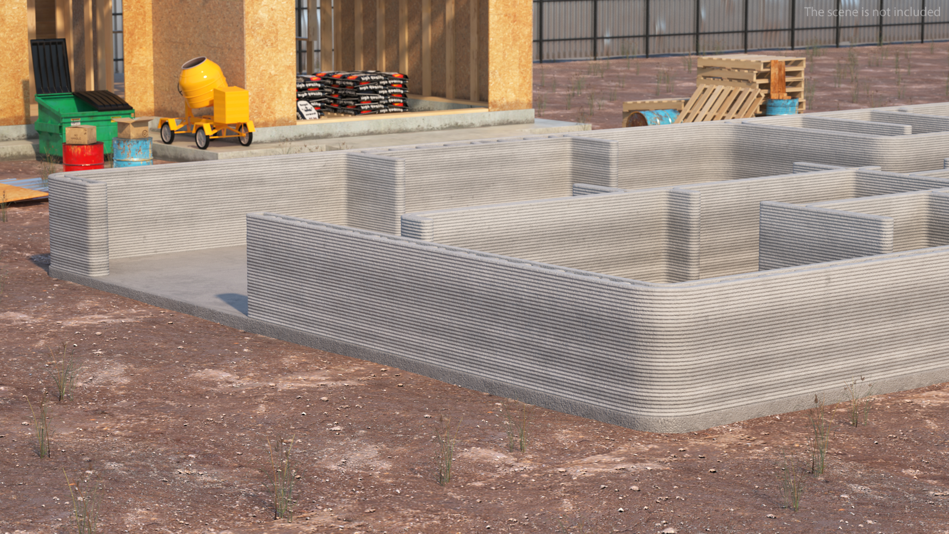 3D Printed House Unfinished 3D
