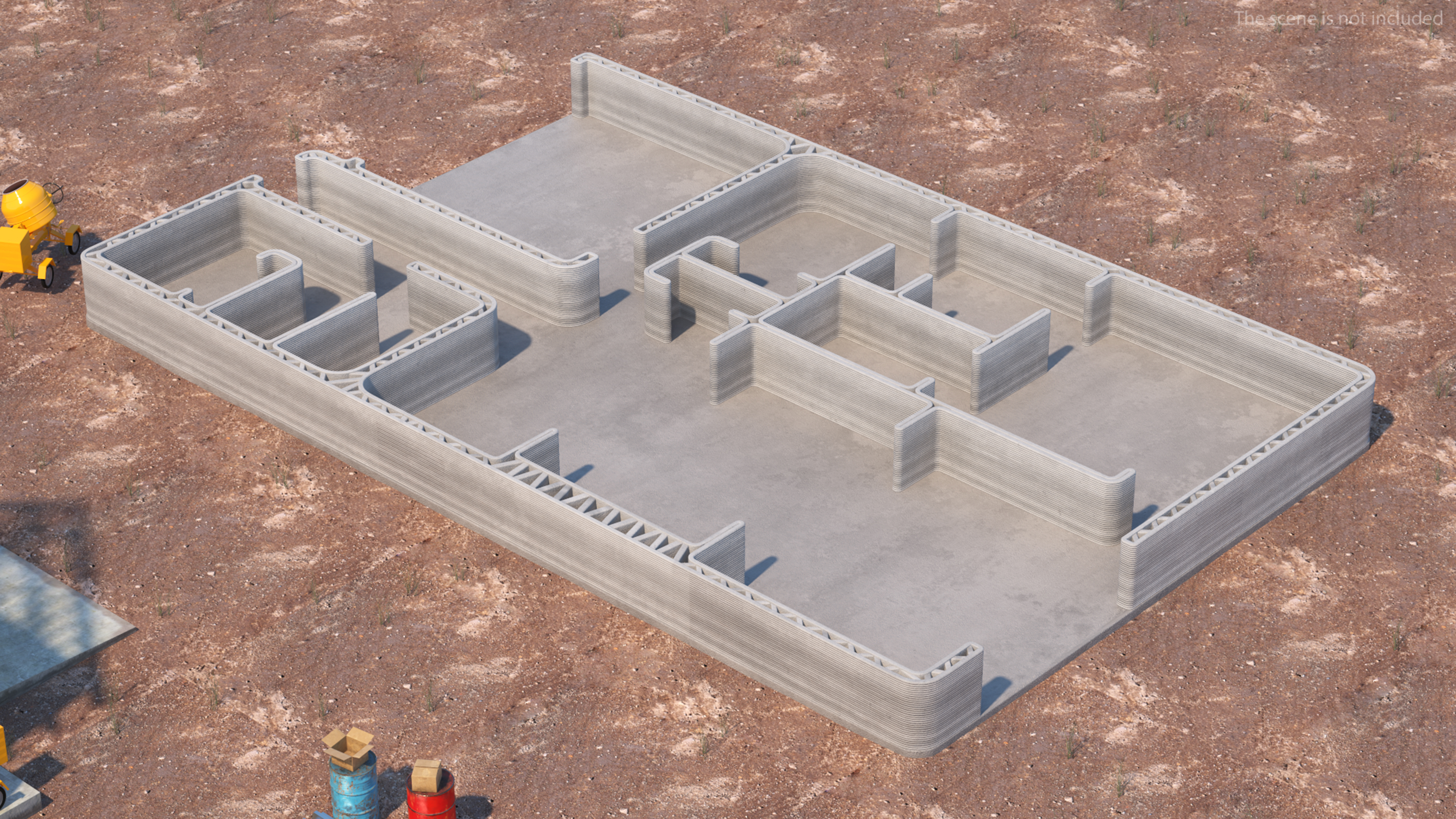 3D Printed House Unfinished 3D