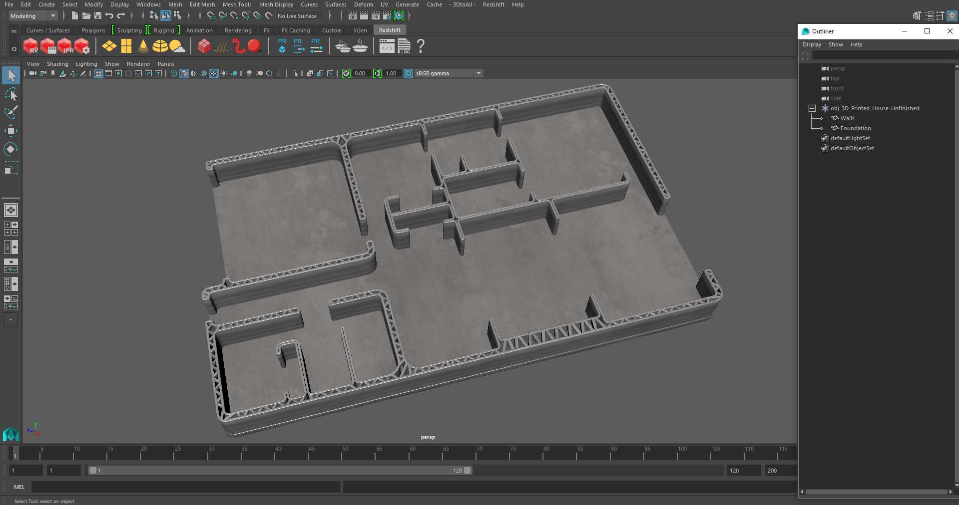 3D Printed House Unfinished 3D
