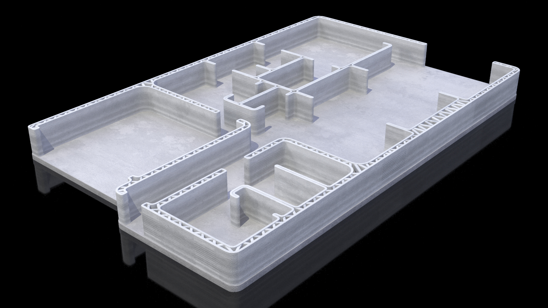 3D Printed House Unfinished 3D