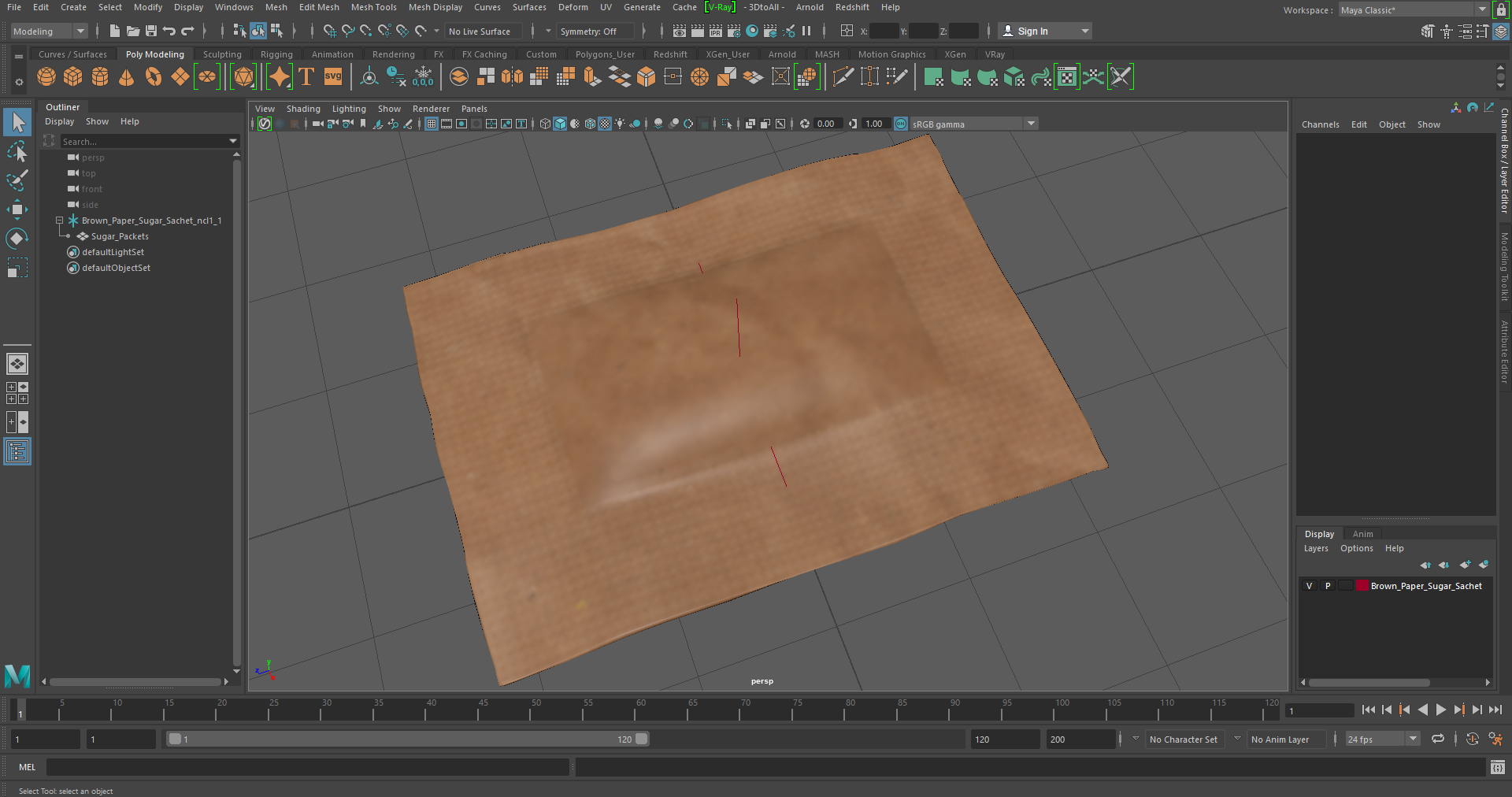 Brown Paper Sugar Sachet 3D model