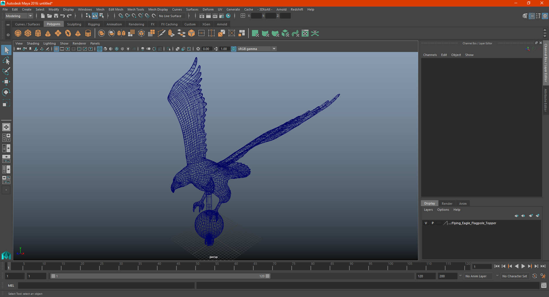3D Flying Eagle Flagpole Topper model