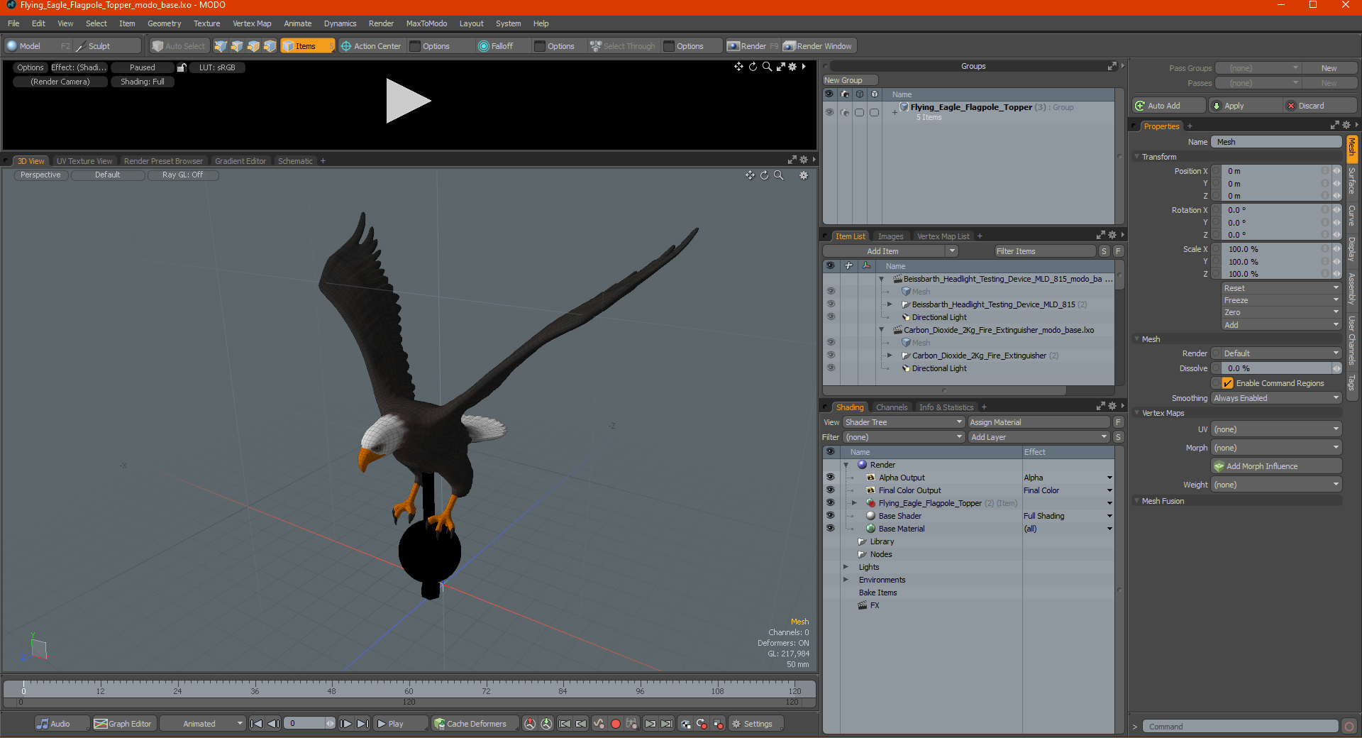 3D Flying Eagle Flagpole Topper model
