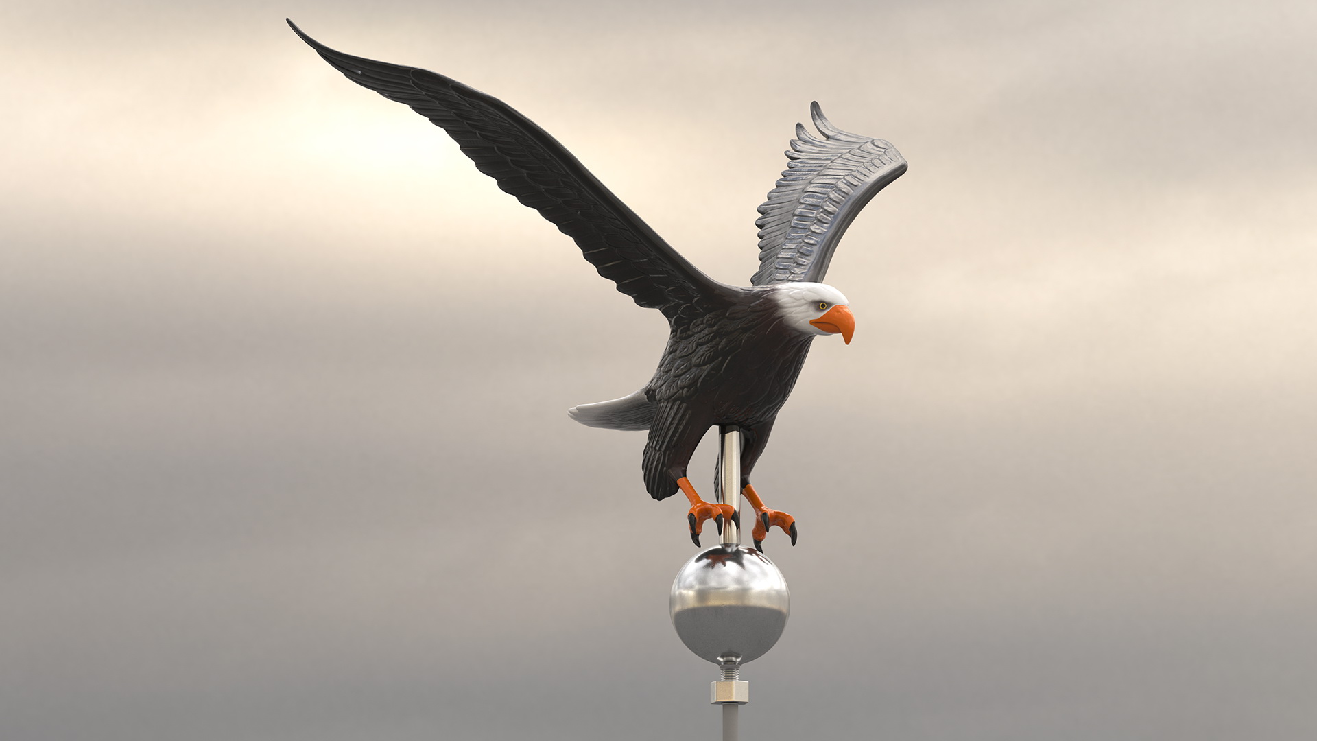 3D Flying Eagle Flagpole Topper model