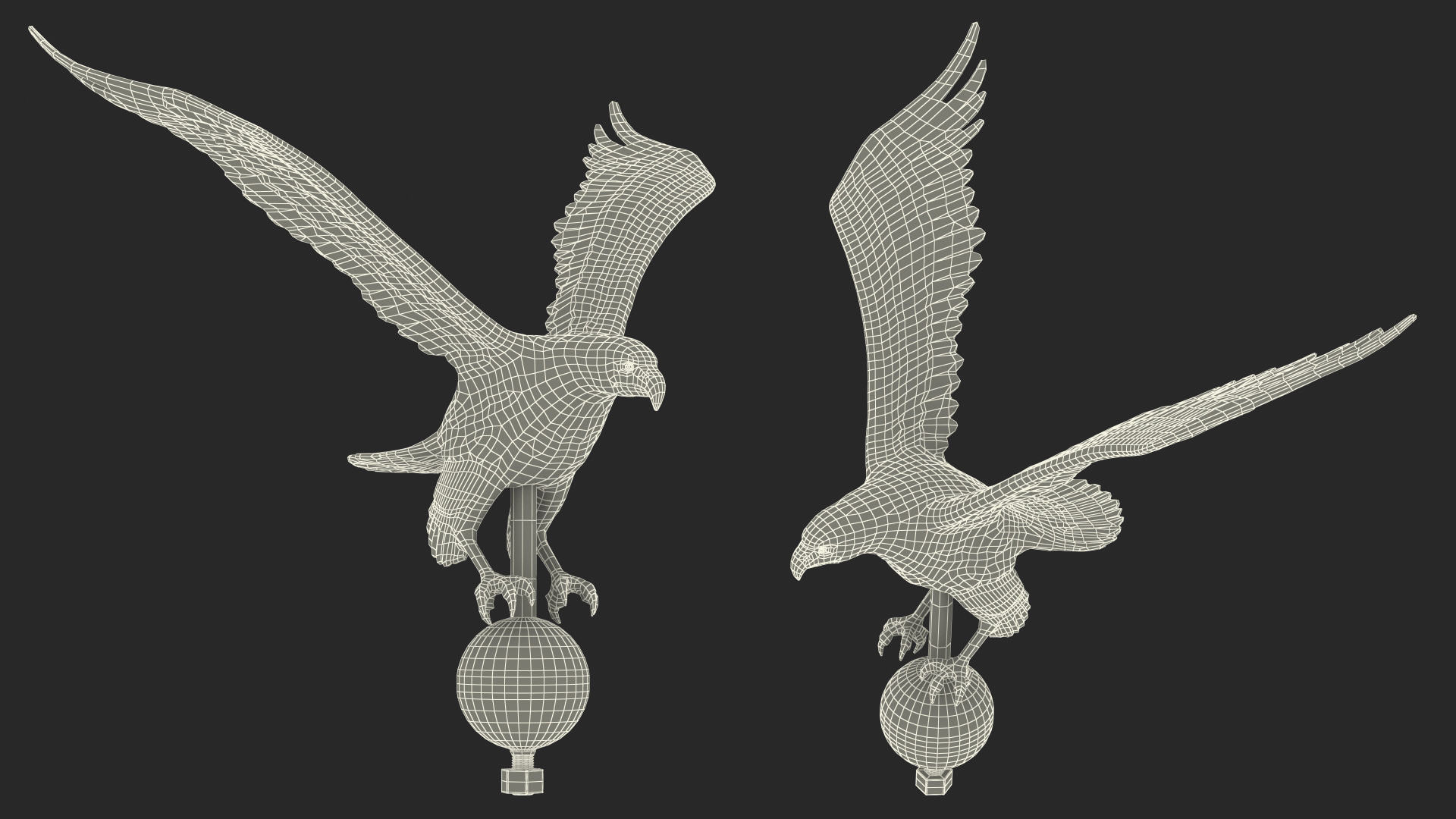 3D Flying Eagle Flagpole Topper model