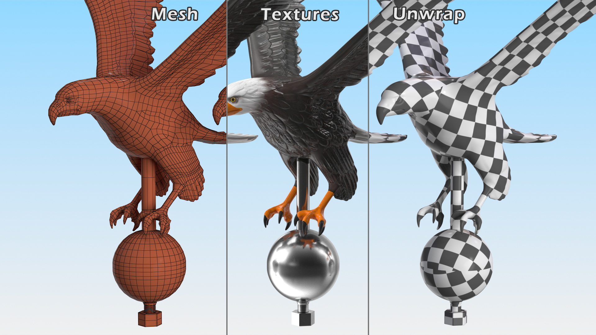 3D Flying Eagle Flagpole Topper model