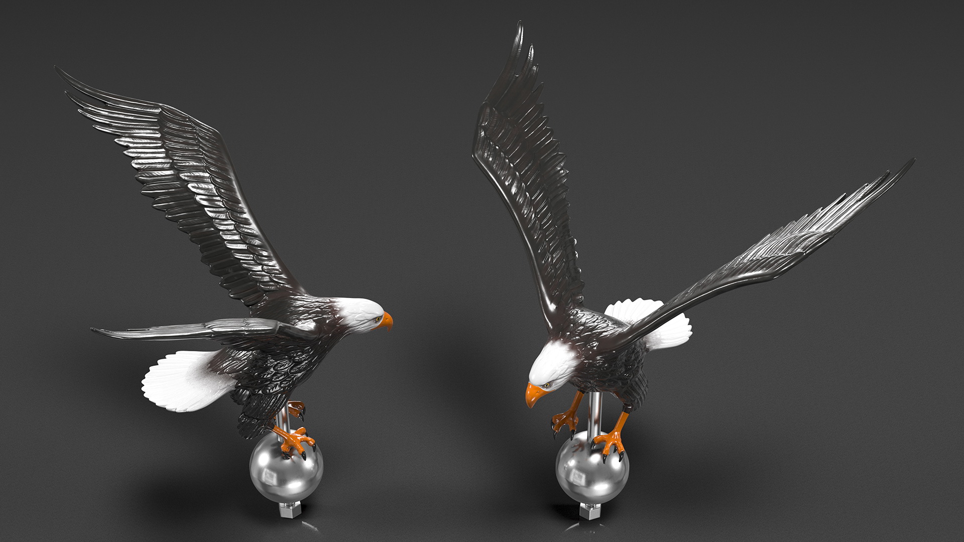 3D Flying Eagle Flagpole Topper model