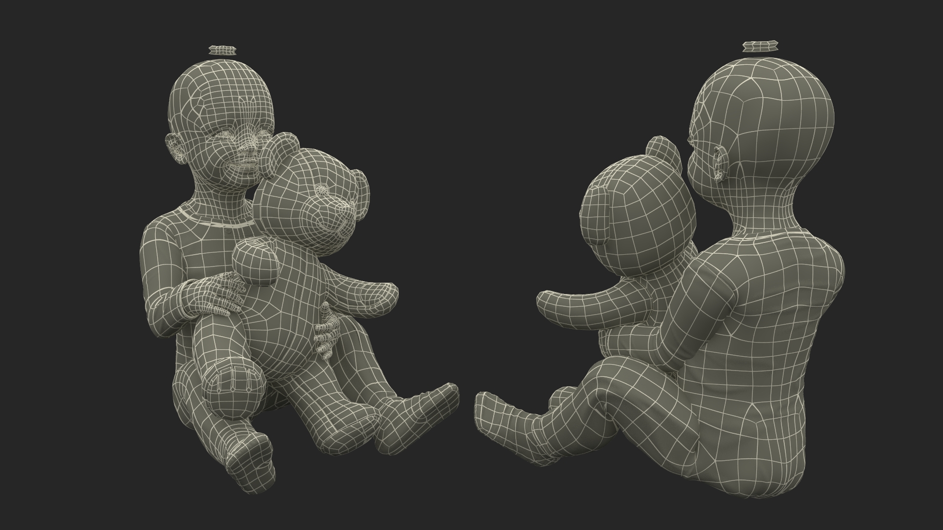 Toddler Girl with Teddy Bear Fur 3D
