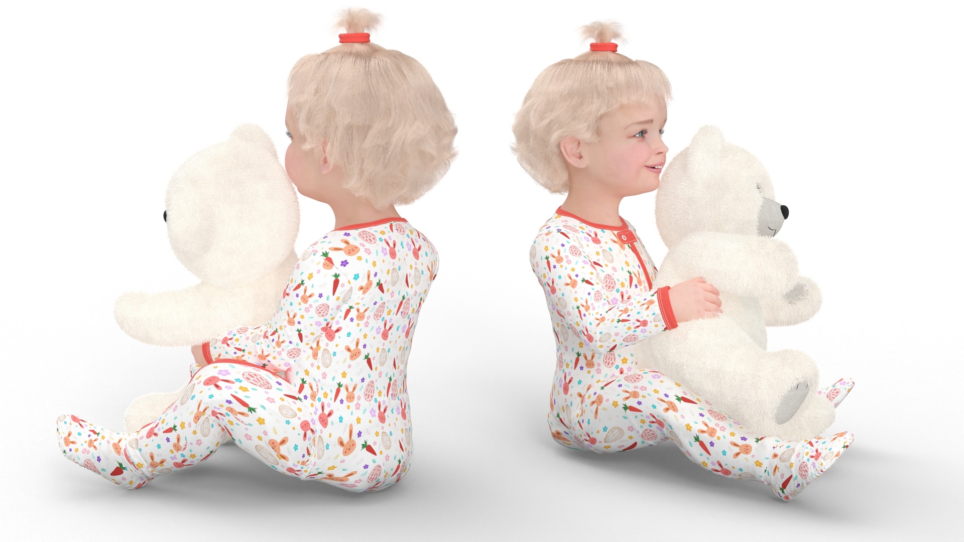 Toddler Girl with Teddy Bear Fur 3D