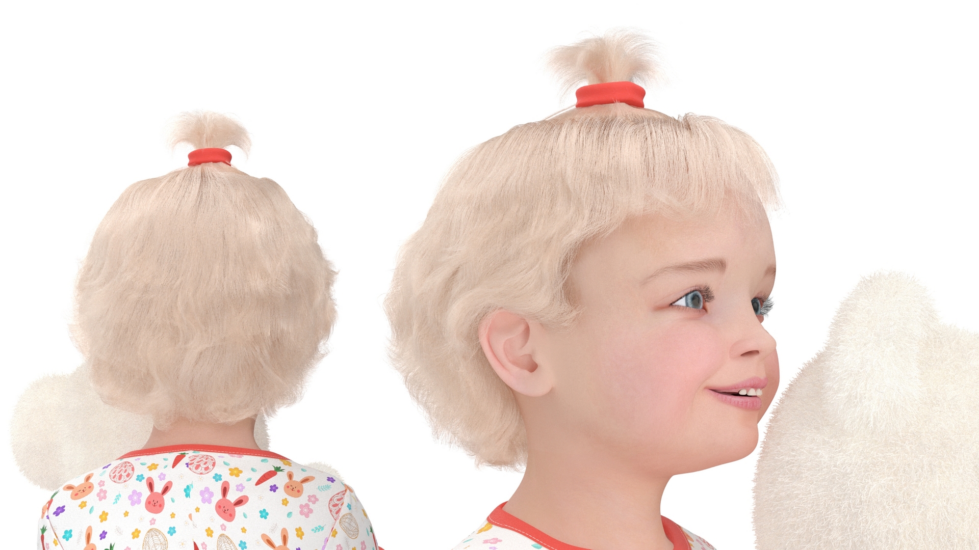Toddler Girl with Teddy Bear Fur 3D
