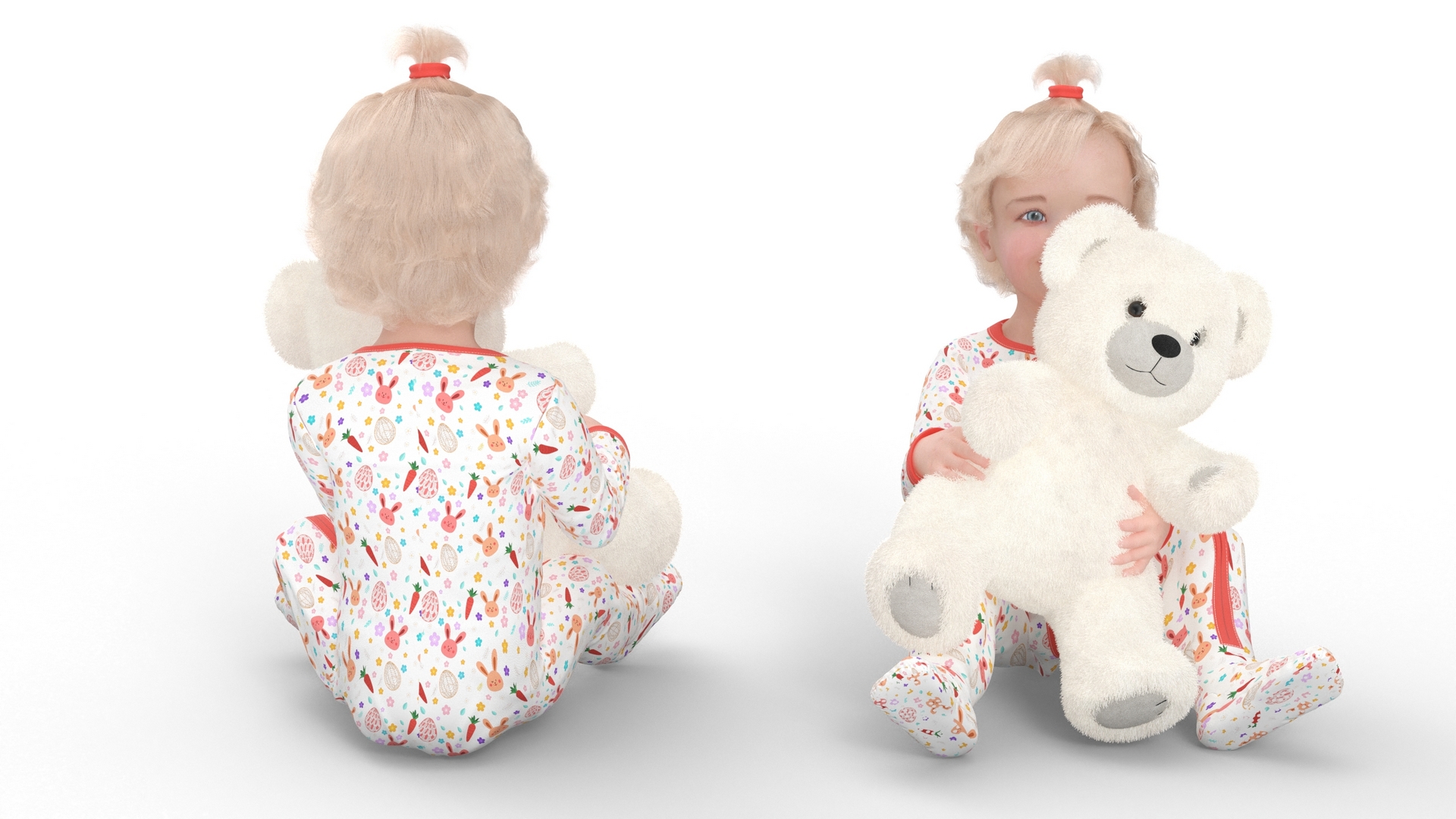 Toddler Girl with Teddy Bear Fur 3D