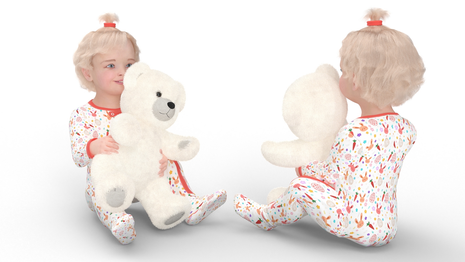 Toddler Girl with Teddy Bear Fur 3D