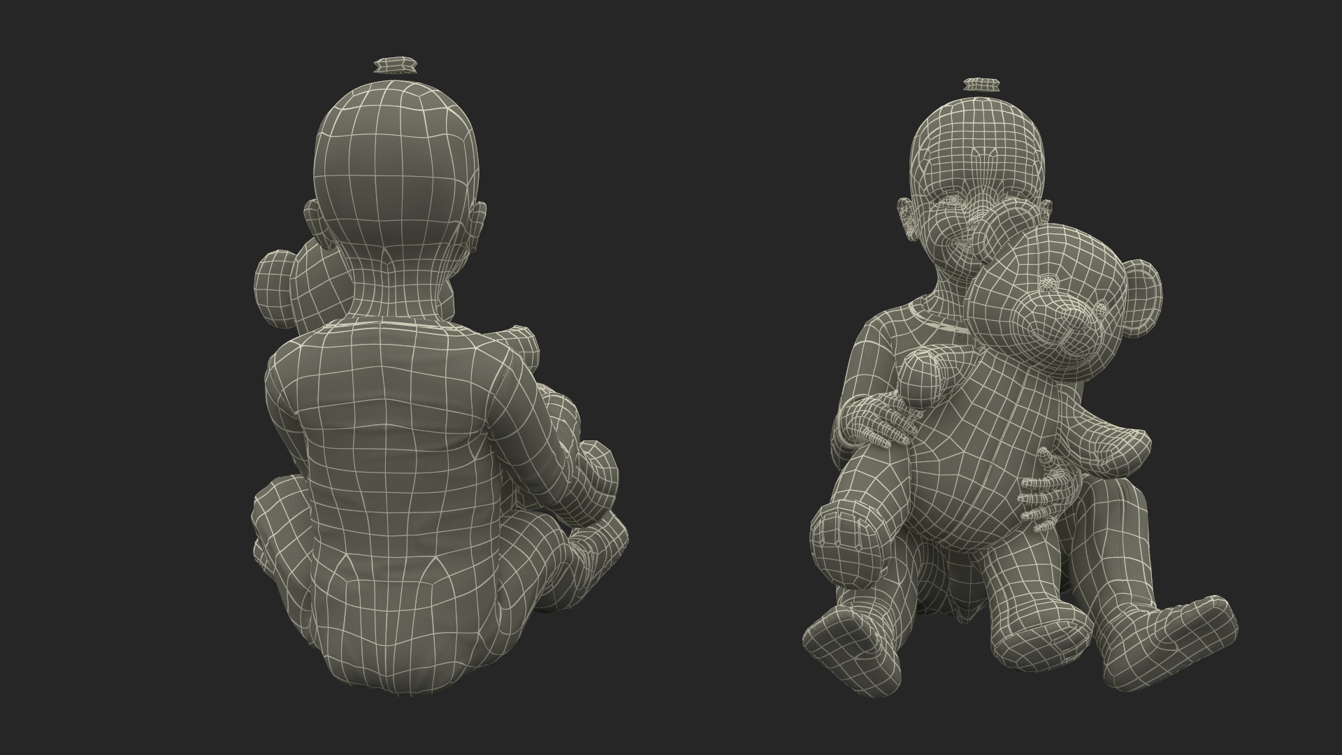 Toddler Girl with Teddy Bear Fur 3D