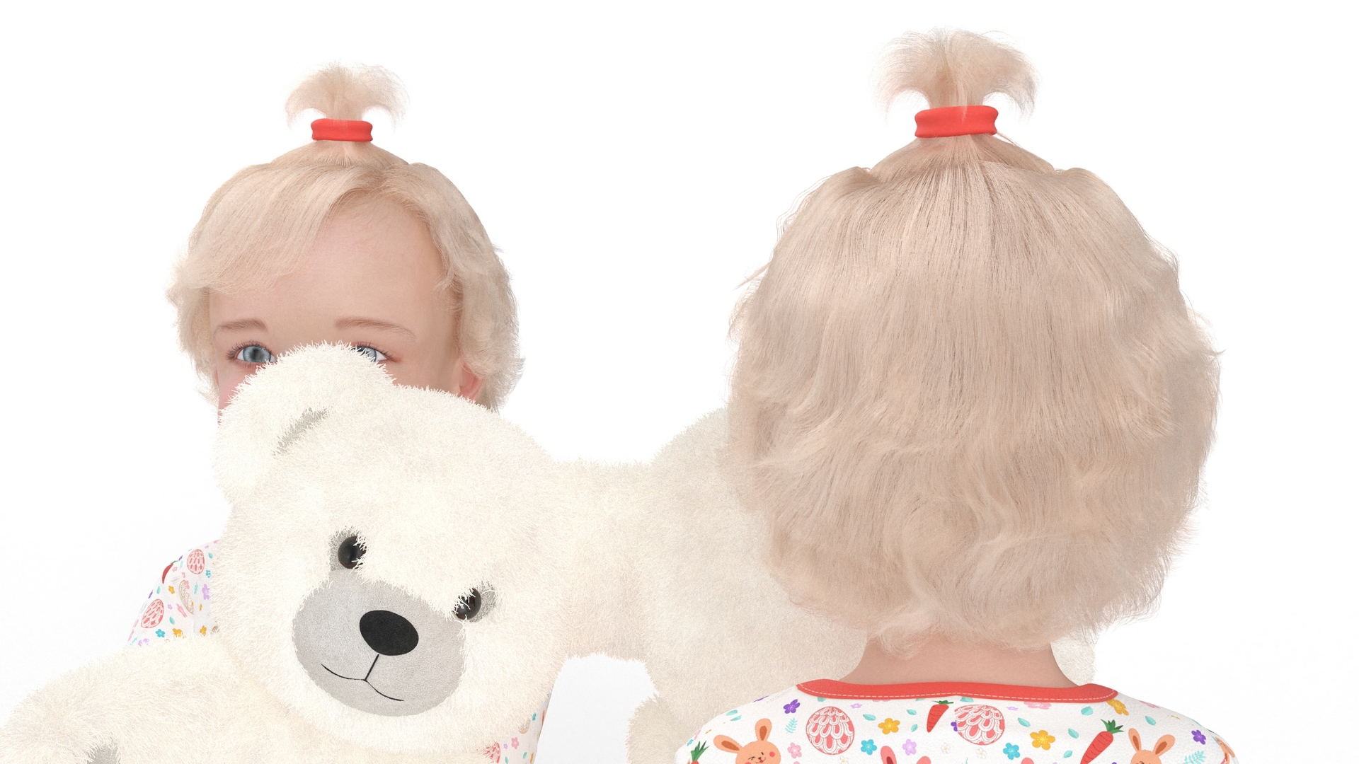 Toddler Girl with Teddy Bear Fur 3D