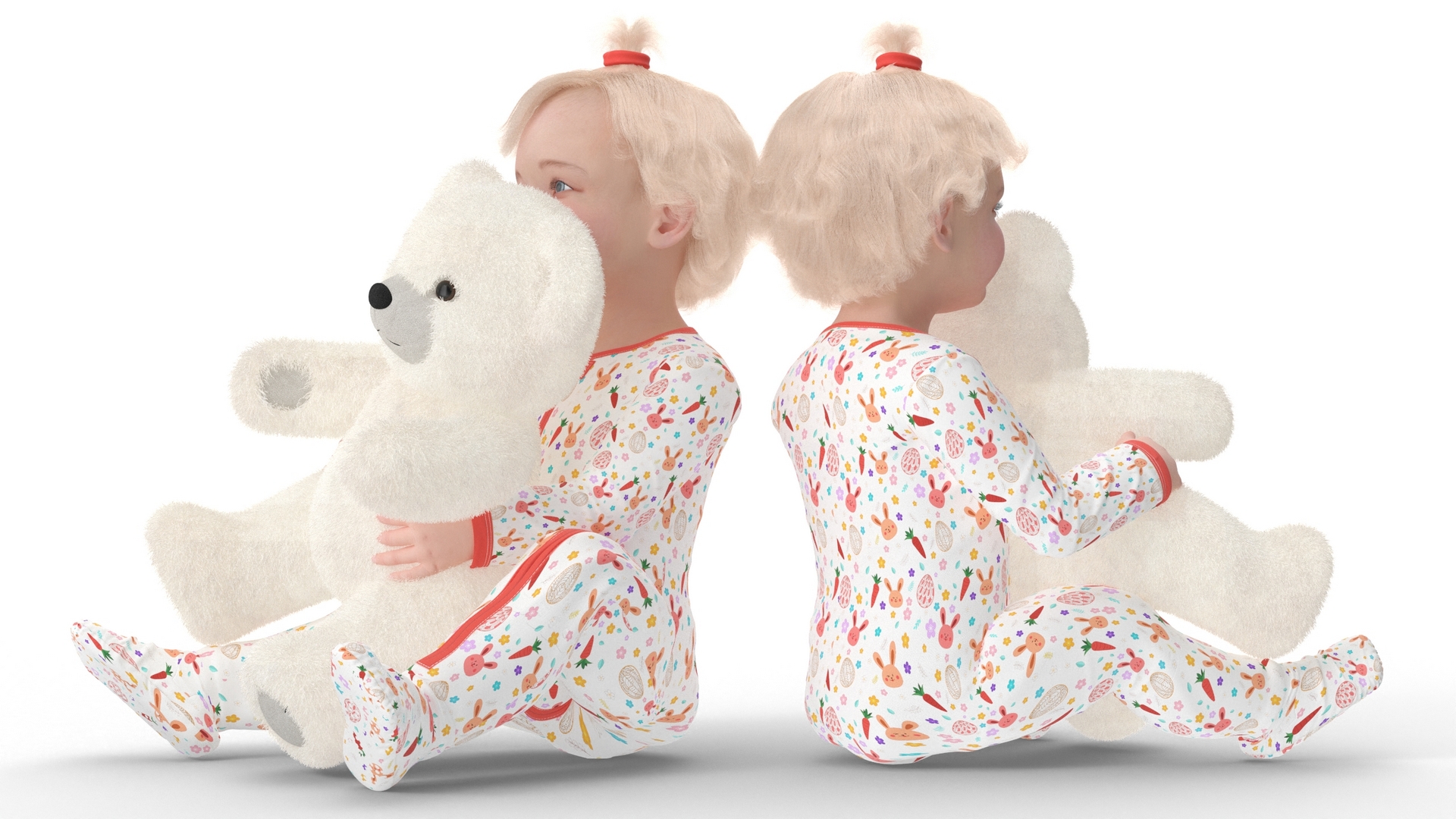 Toddler Girl with Teddy Bear Fur 3D