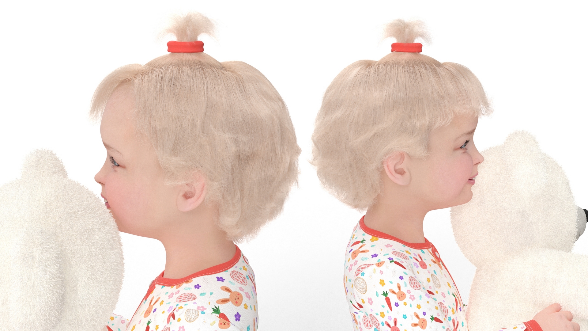 Toddler Girl with Teddy Bear Fur 3D