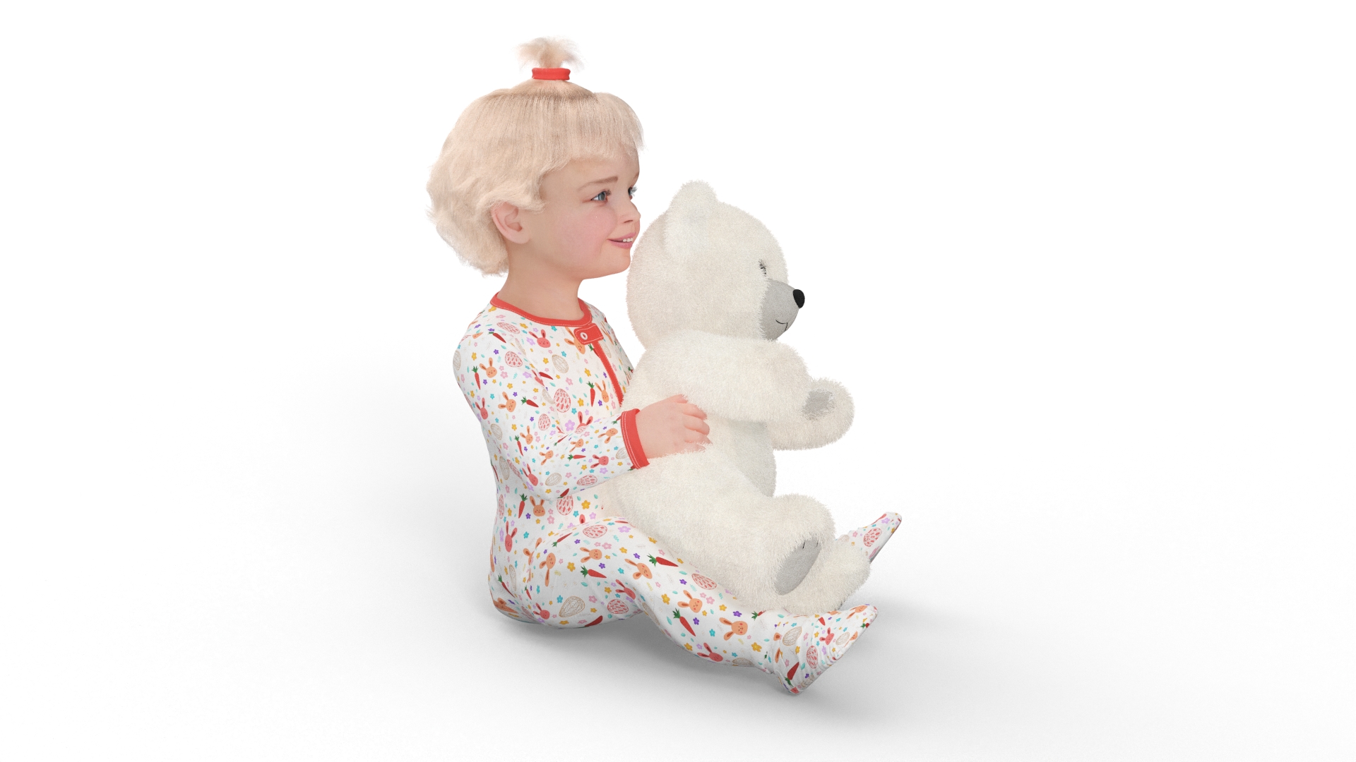 Toddler Girl with Teddy Bear Fur 3D