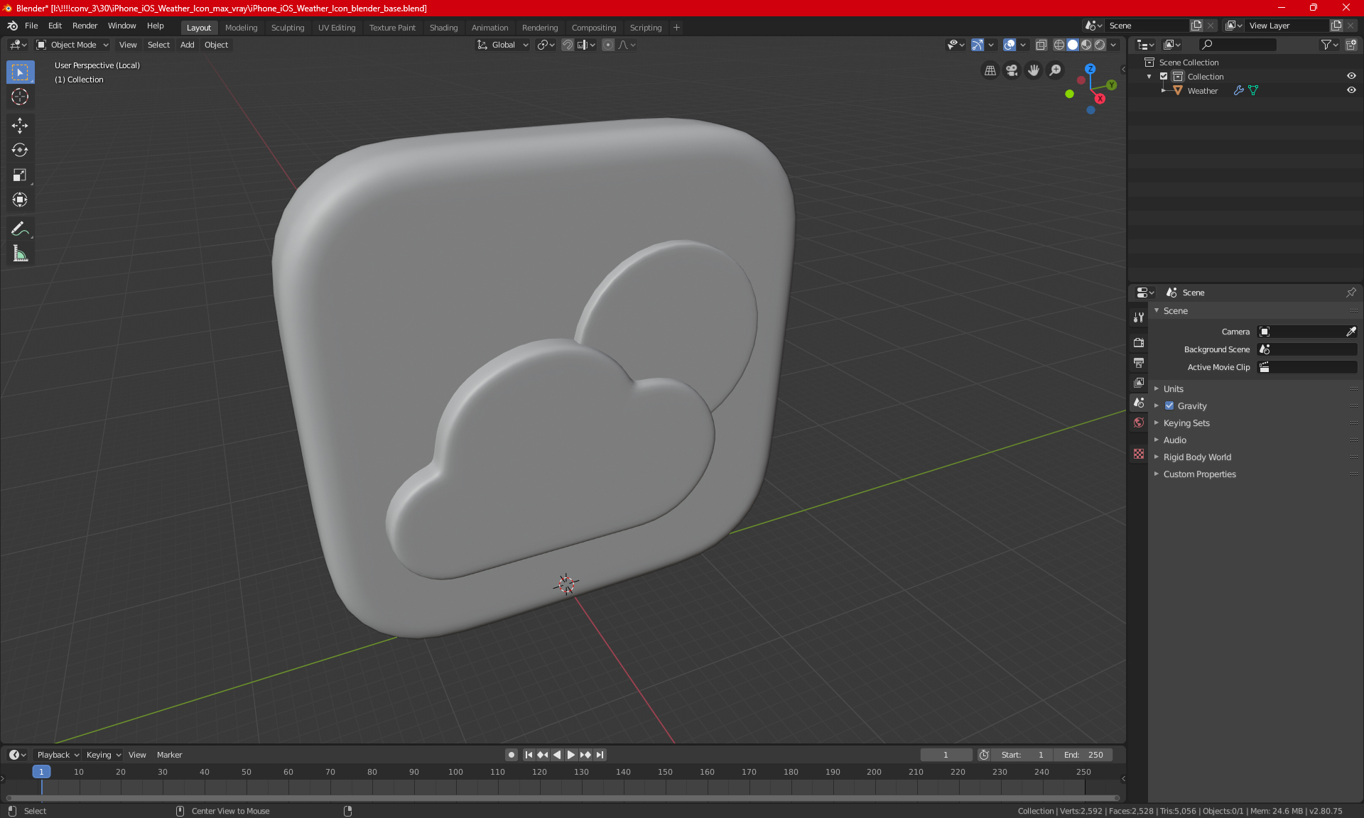 3D iPhone iOS Weather Icon model