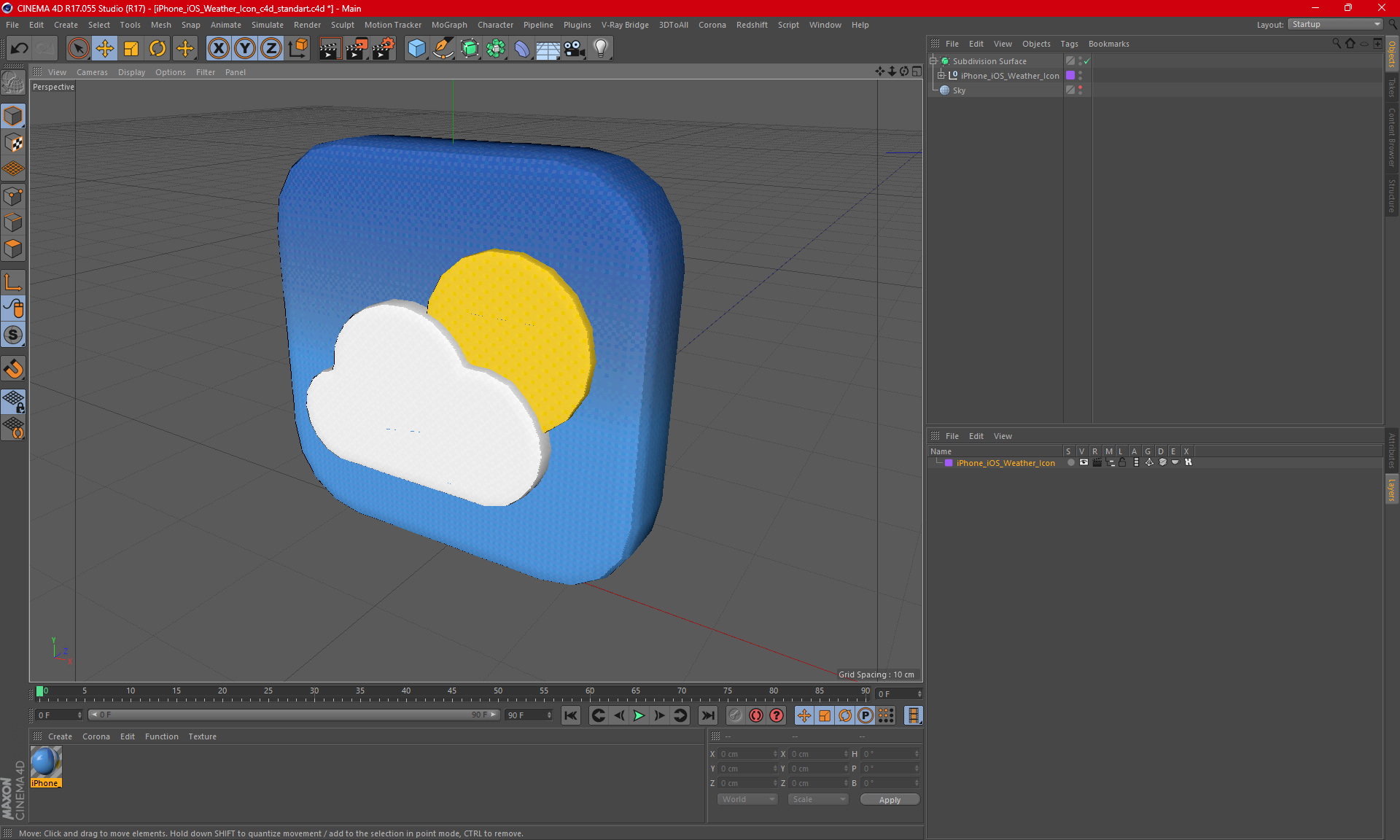 3D iPhone iOS Weather Icon model