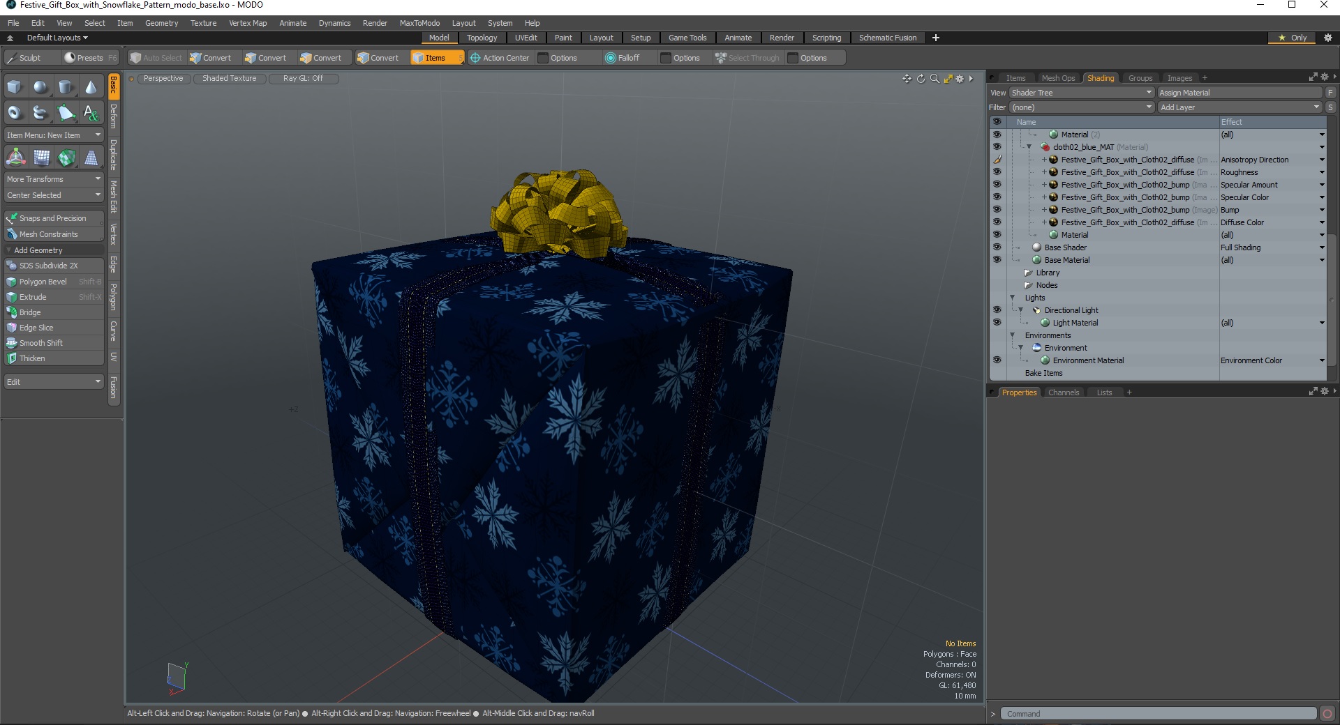 Festive Gift Box with Snowflake Pattern 3D model
