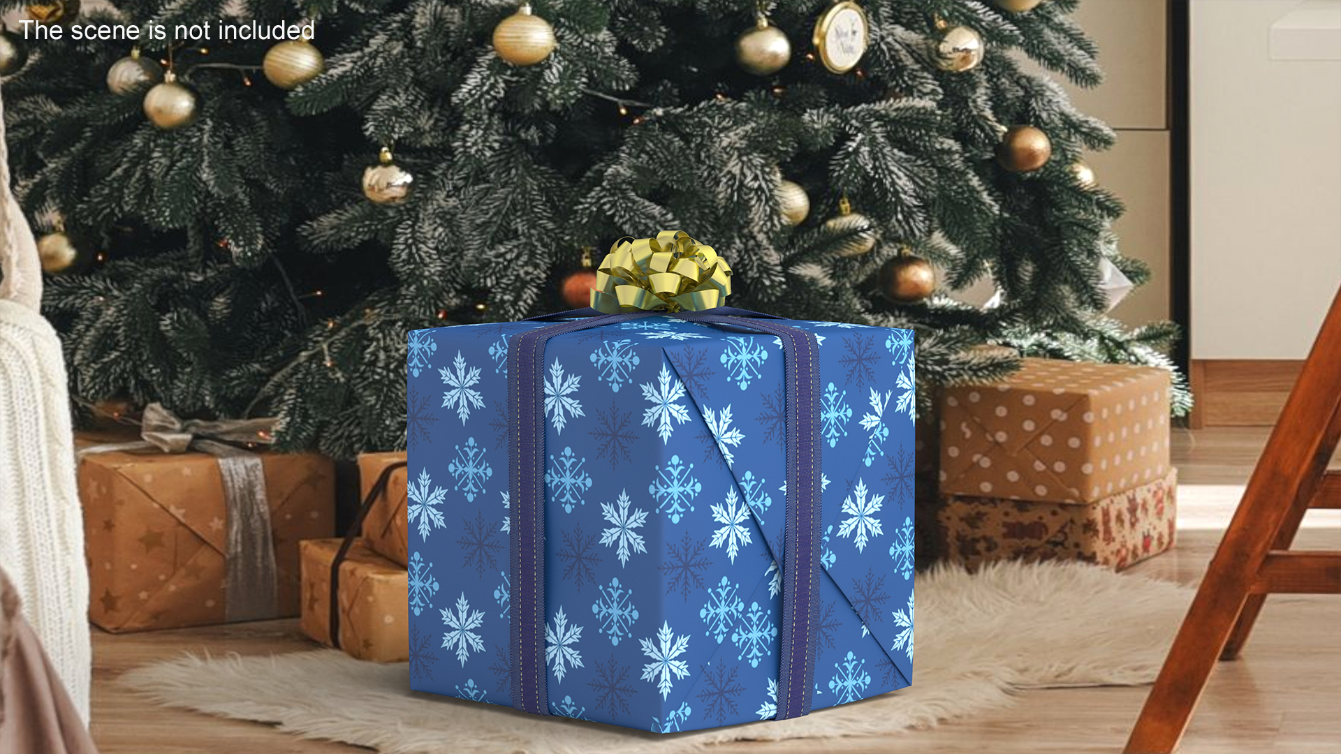 Festive Gift Box with Snowflake Pattern 3D model
