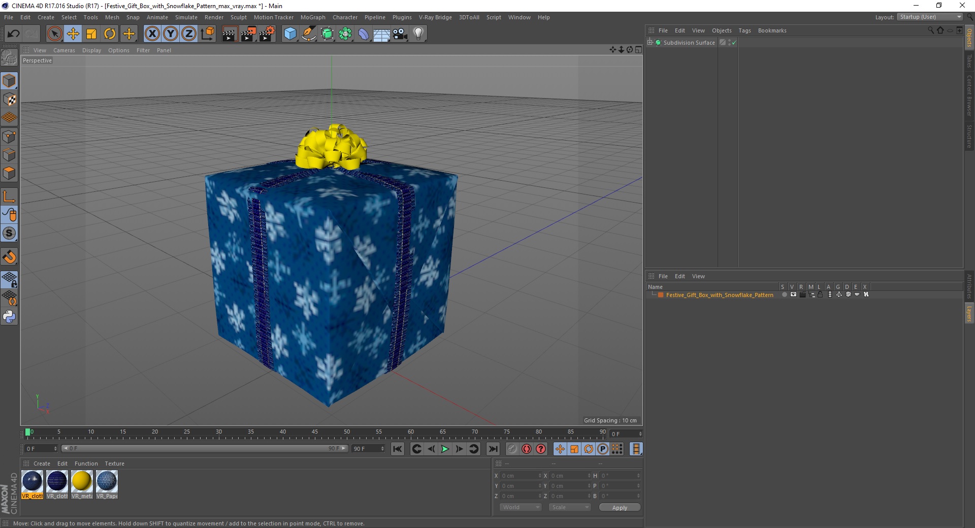 Festive Gift Box with Snowflake Pattern 3D model