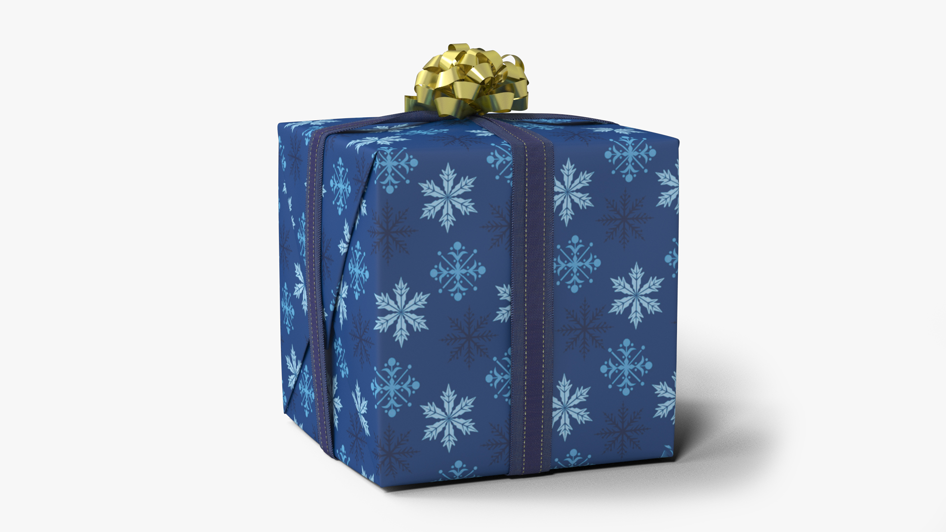 Festive Gift Box with Snowflake Pattern 3D model