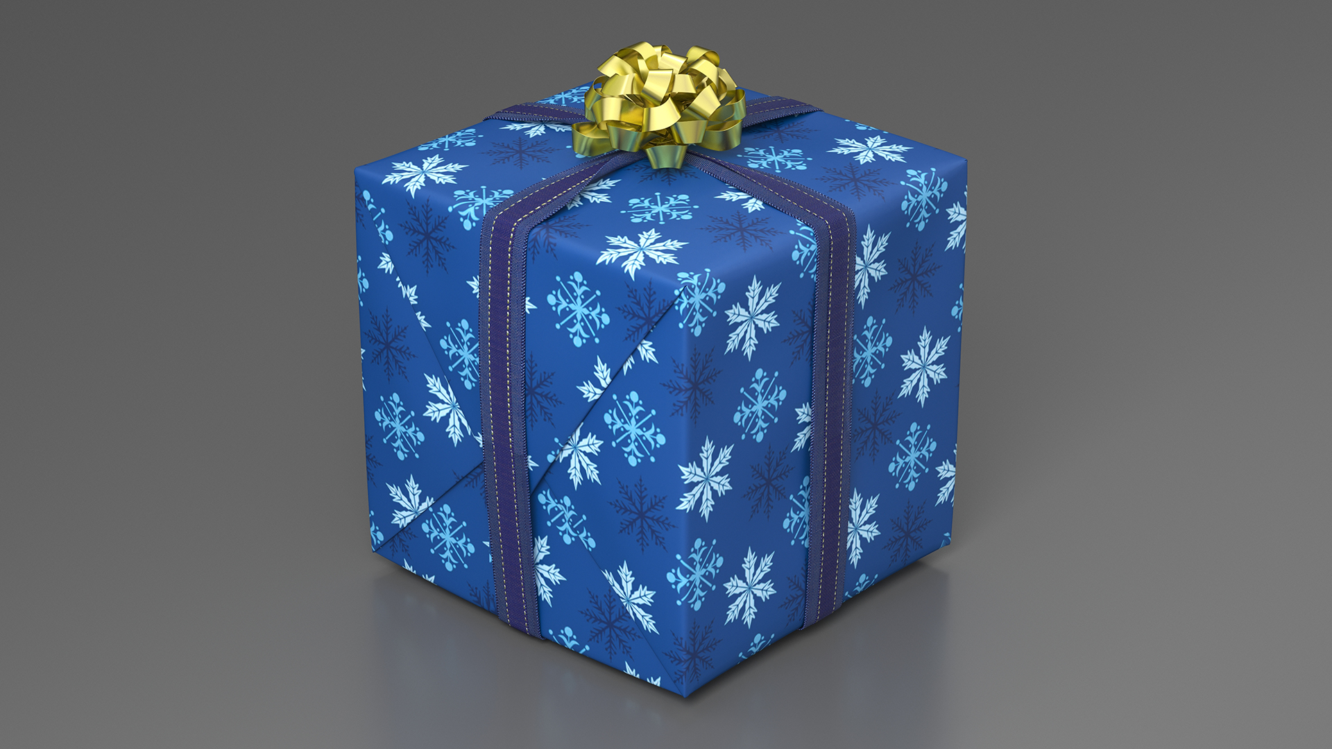 Festive Gift Box with Snowflake Pattern 3D model