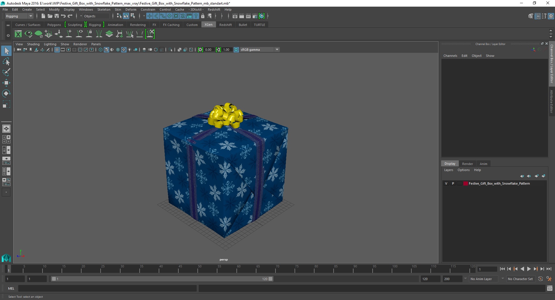 Festive Gift Box with Snowflake Pattern 3D model