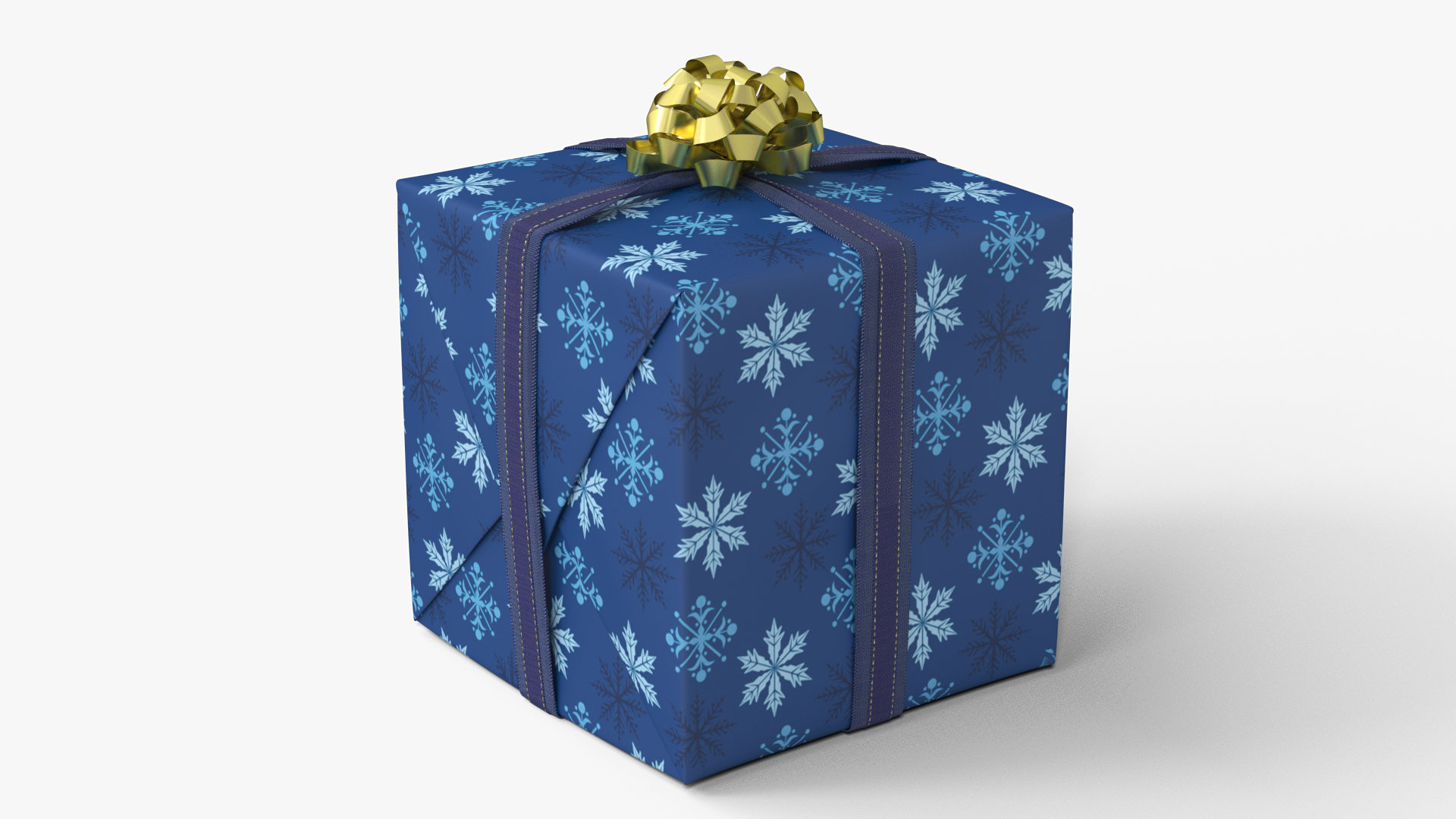Festive Gift Box with Snowflake Pattern 3D model