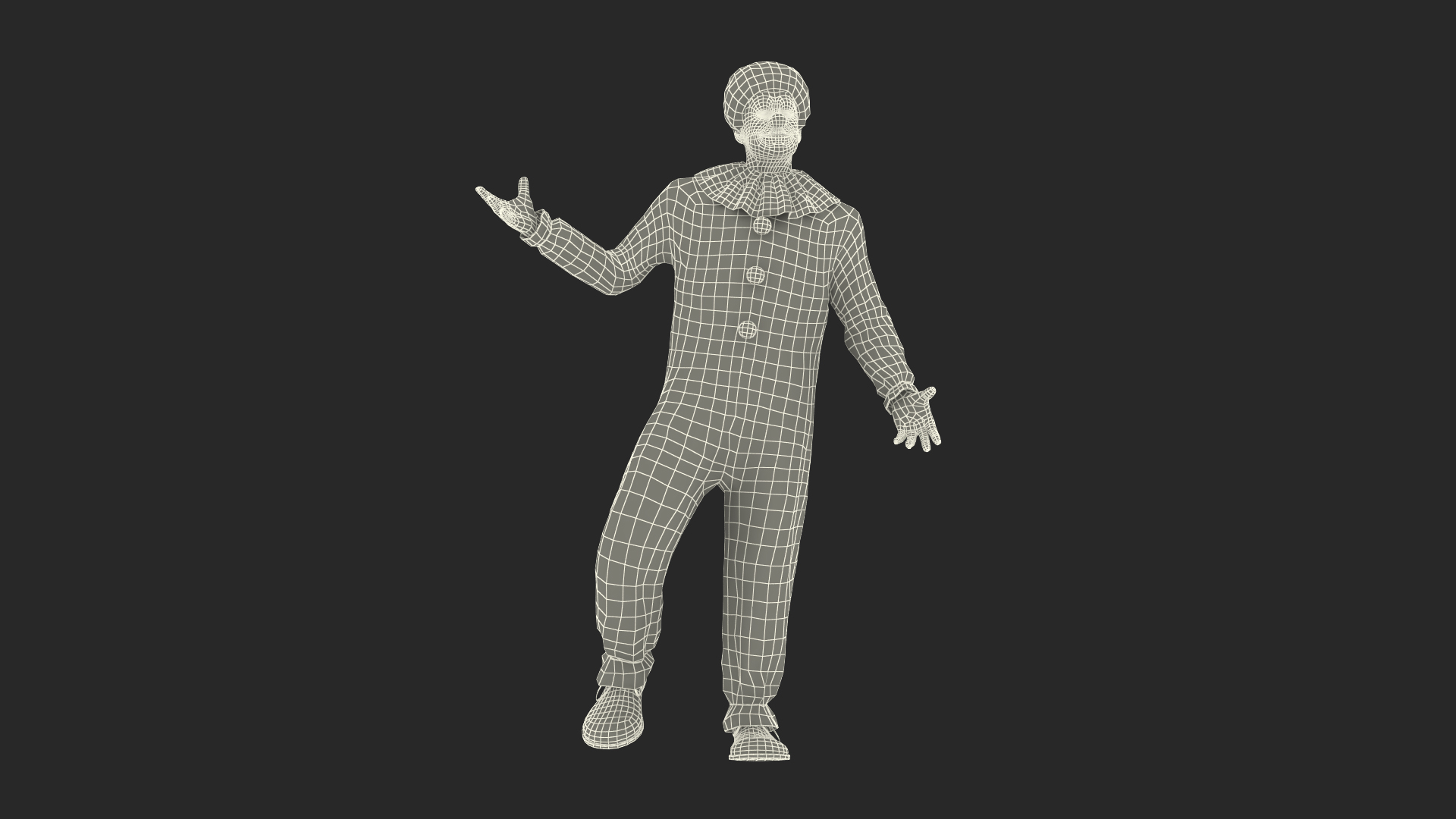 3D Circus Clown Costume Standing Pose Fur model