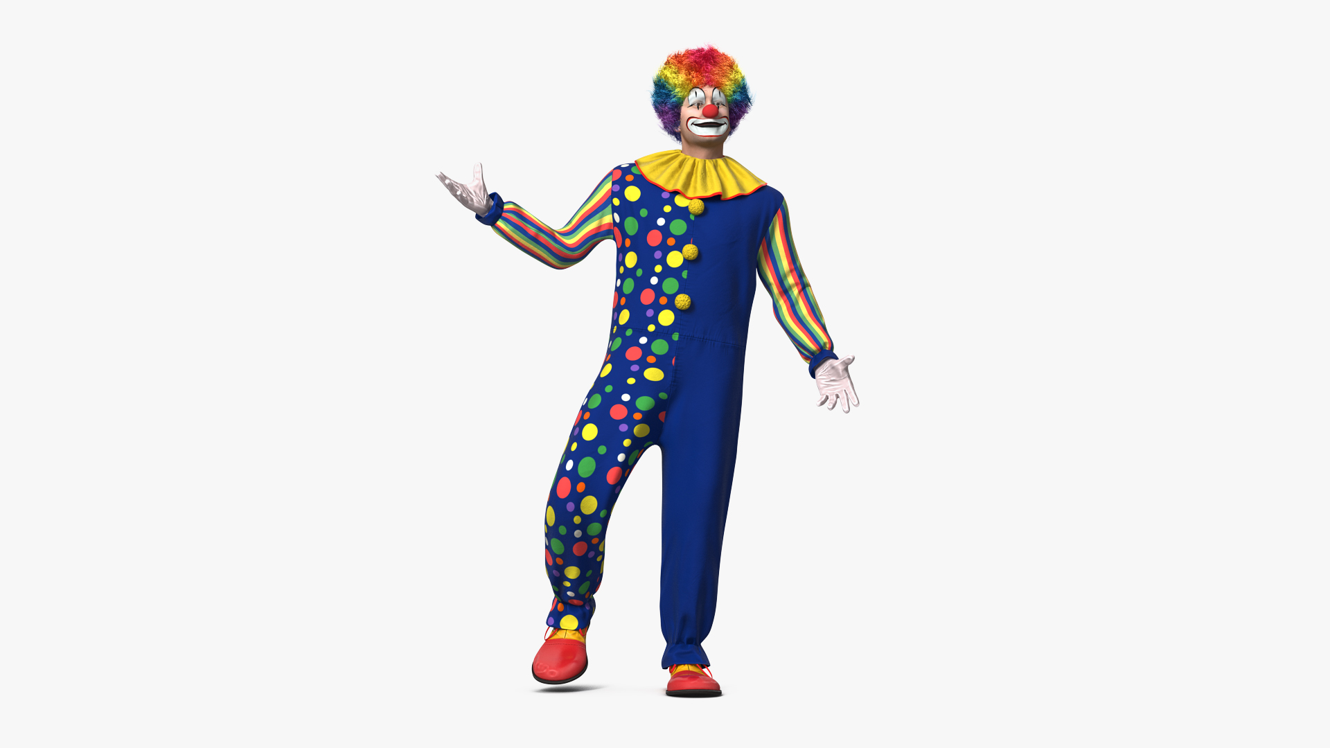 3D Circus Clown Costume Standing Pose Fur model